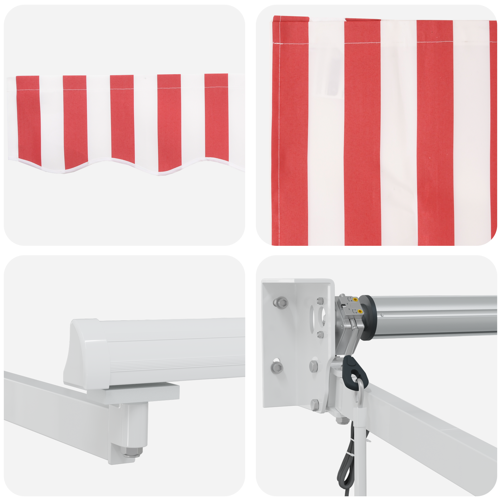 Automatisk uttrekkbar markise Rød og hvit stripe 350x250 cm