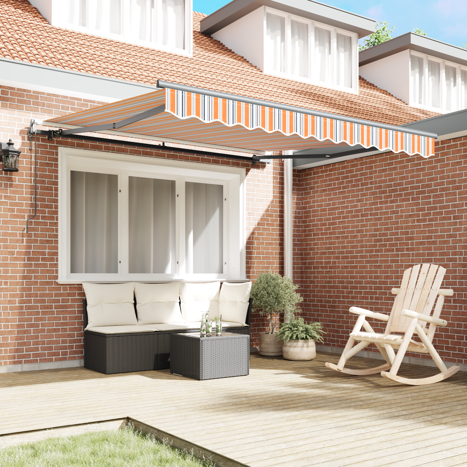 Automatisk Uttrekkbar Markise Multicolor Stripe 350x250 cm