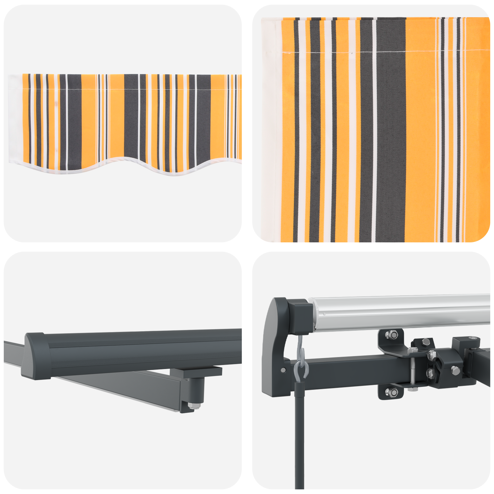Manuell Uttrekkbar Markise med LED Multicolor Stripe 350x250 cm