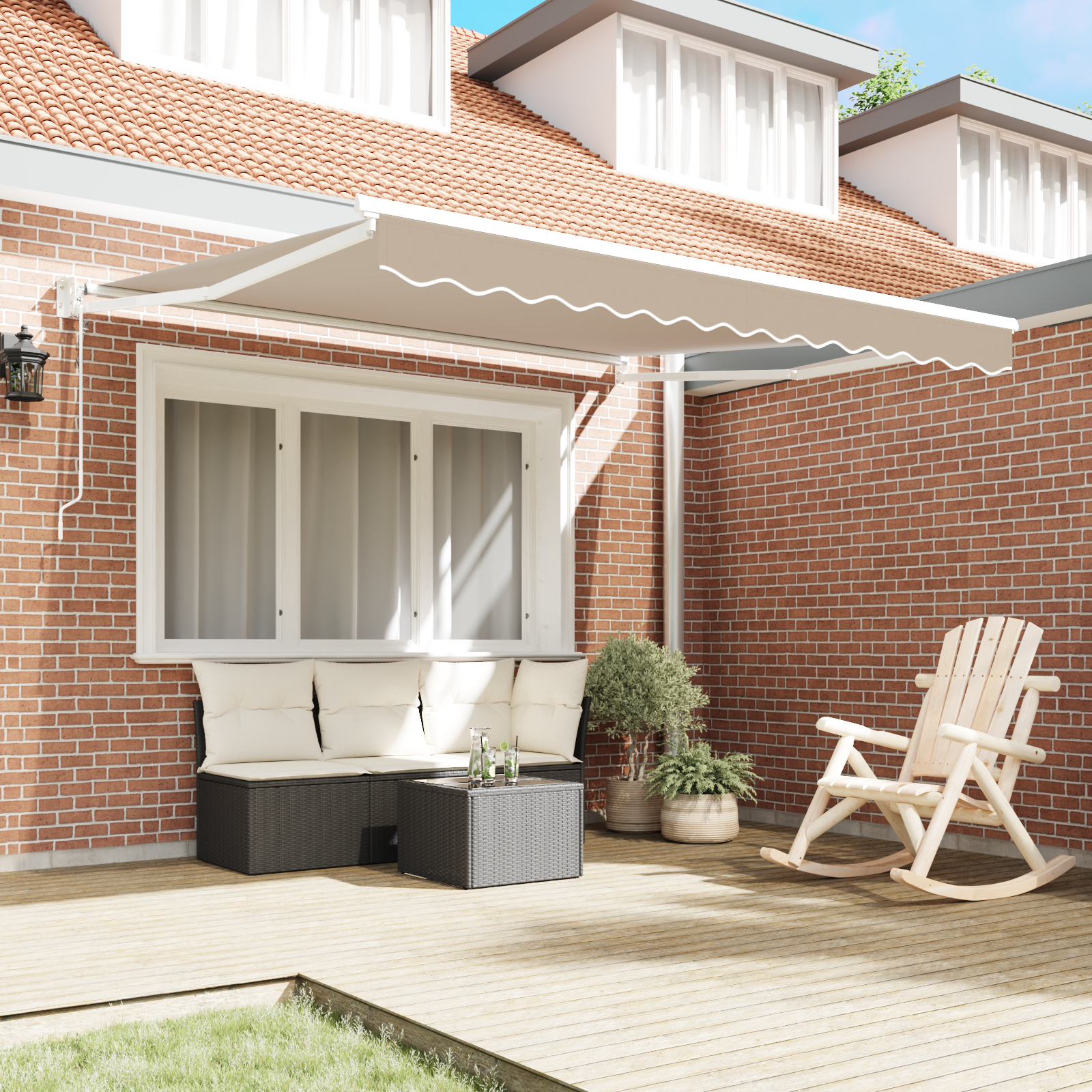 Automatisk Uttrekkbar Markise Beige 350x250 cm