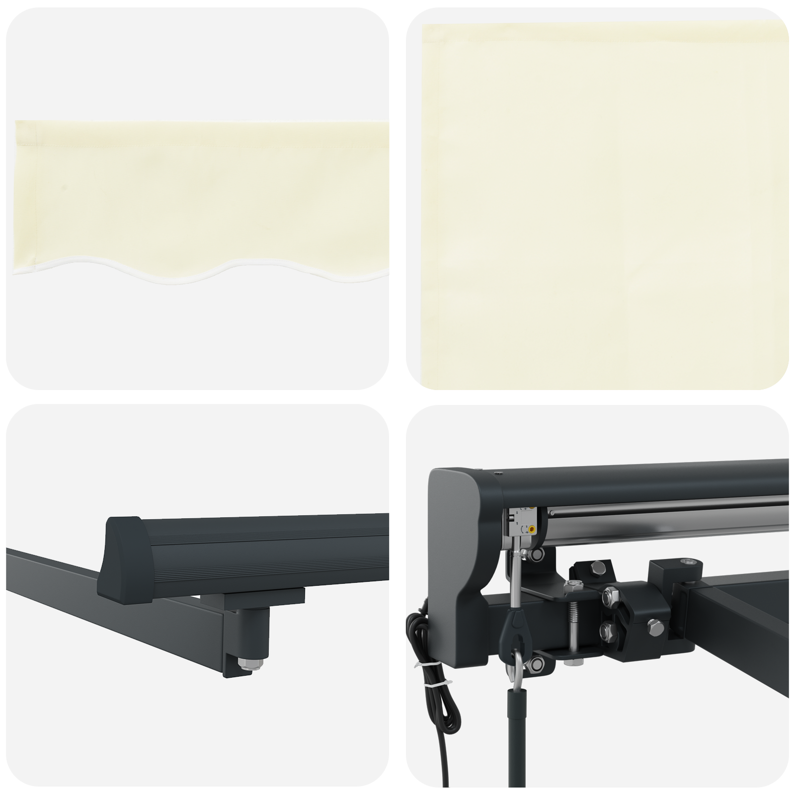 Innvendbar Markise Krem 400 × 300 cm stoff