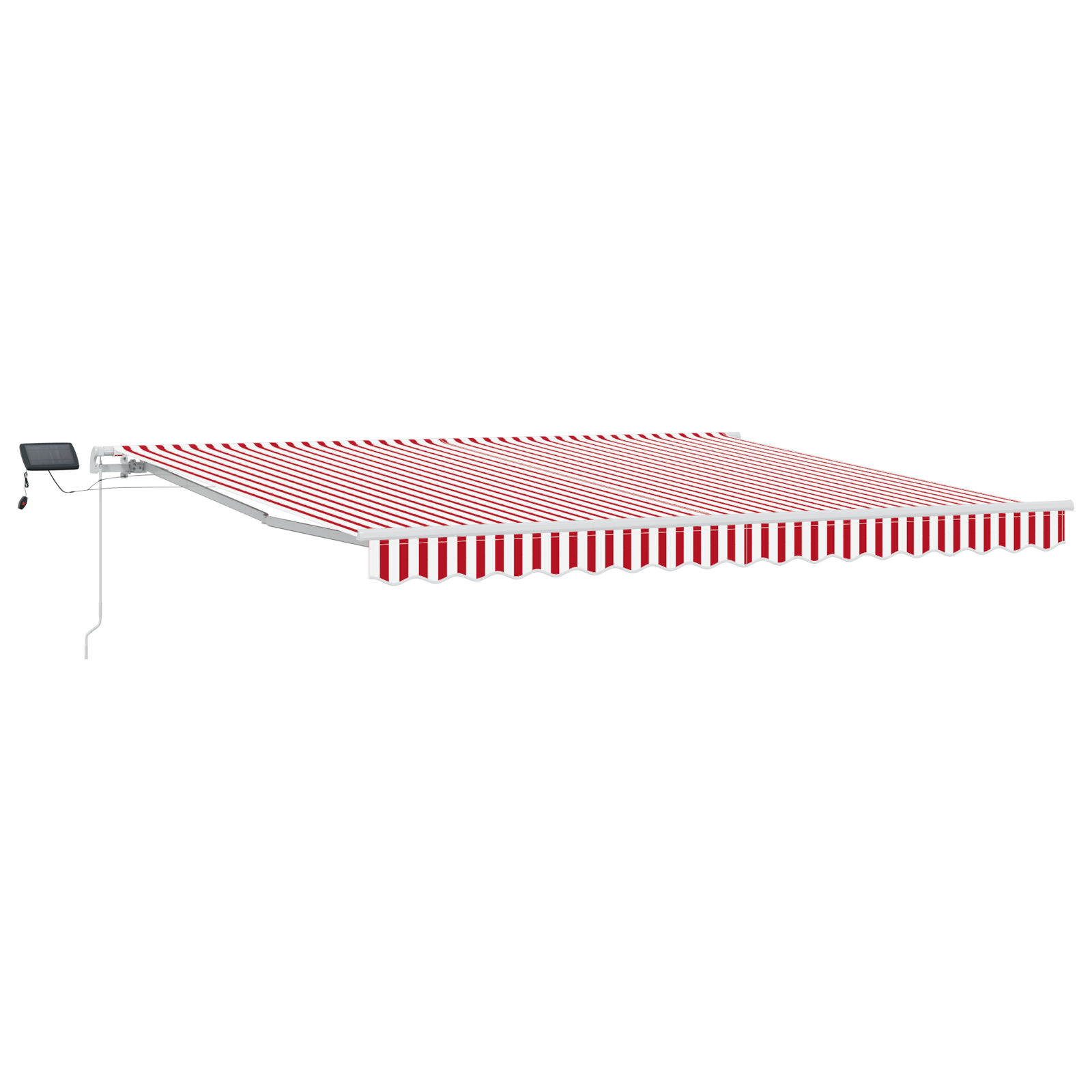 Manuell Uttrekkbar Markise med LED Rød og Hvit Stripe 400x300 cm