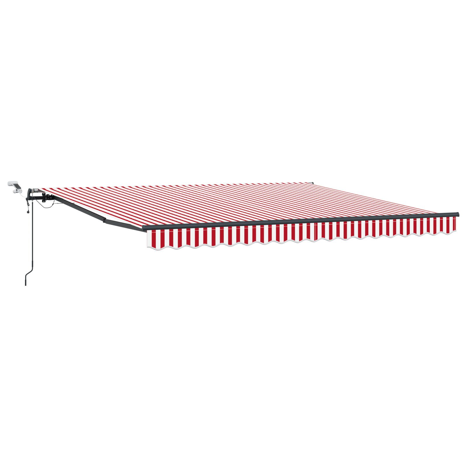 Automatisk Uttrekkbar Markise med LED Rød og Hvit Stripe 400x300 cm
