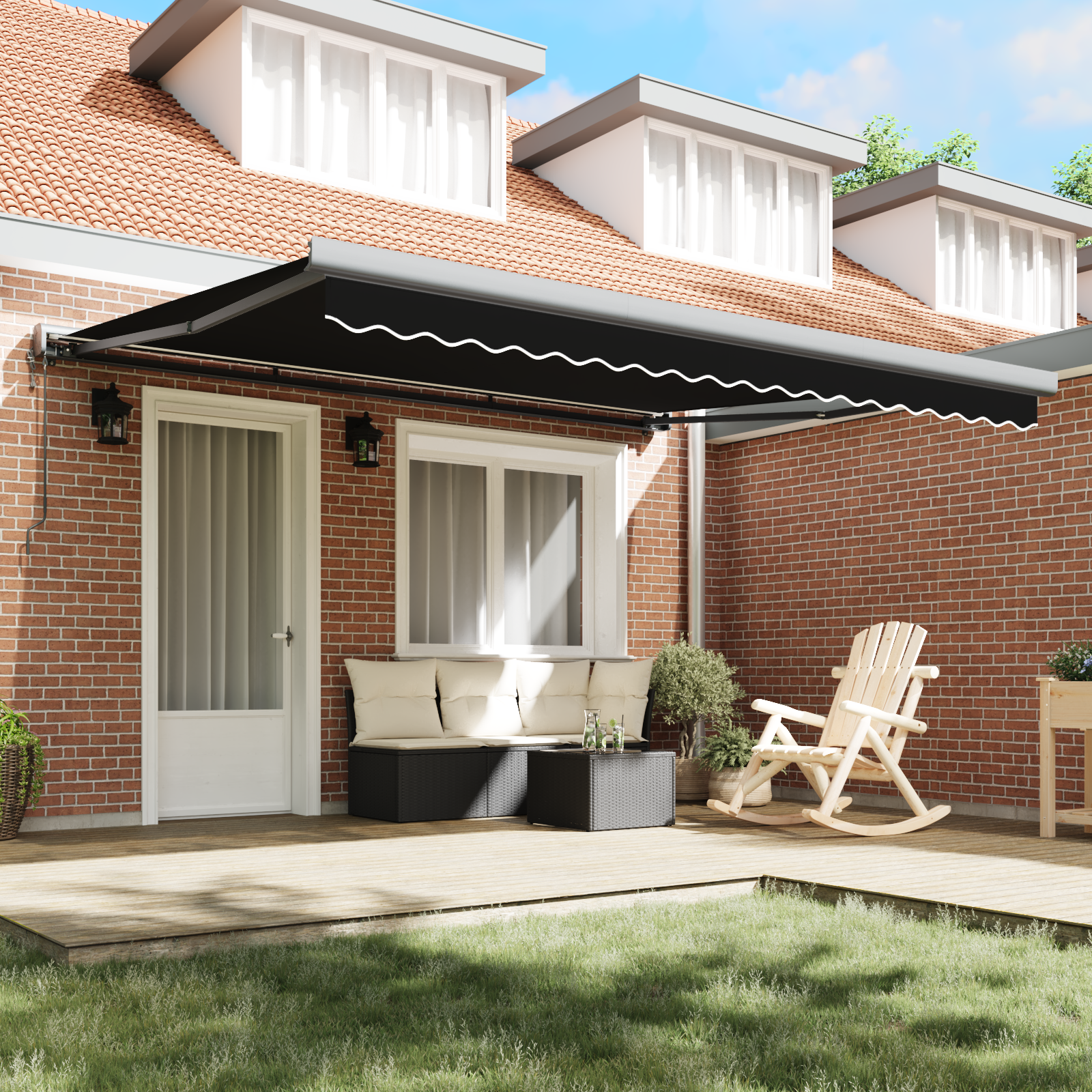 Automatisk Uttrekkbar Markise Svart 400x300 cm