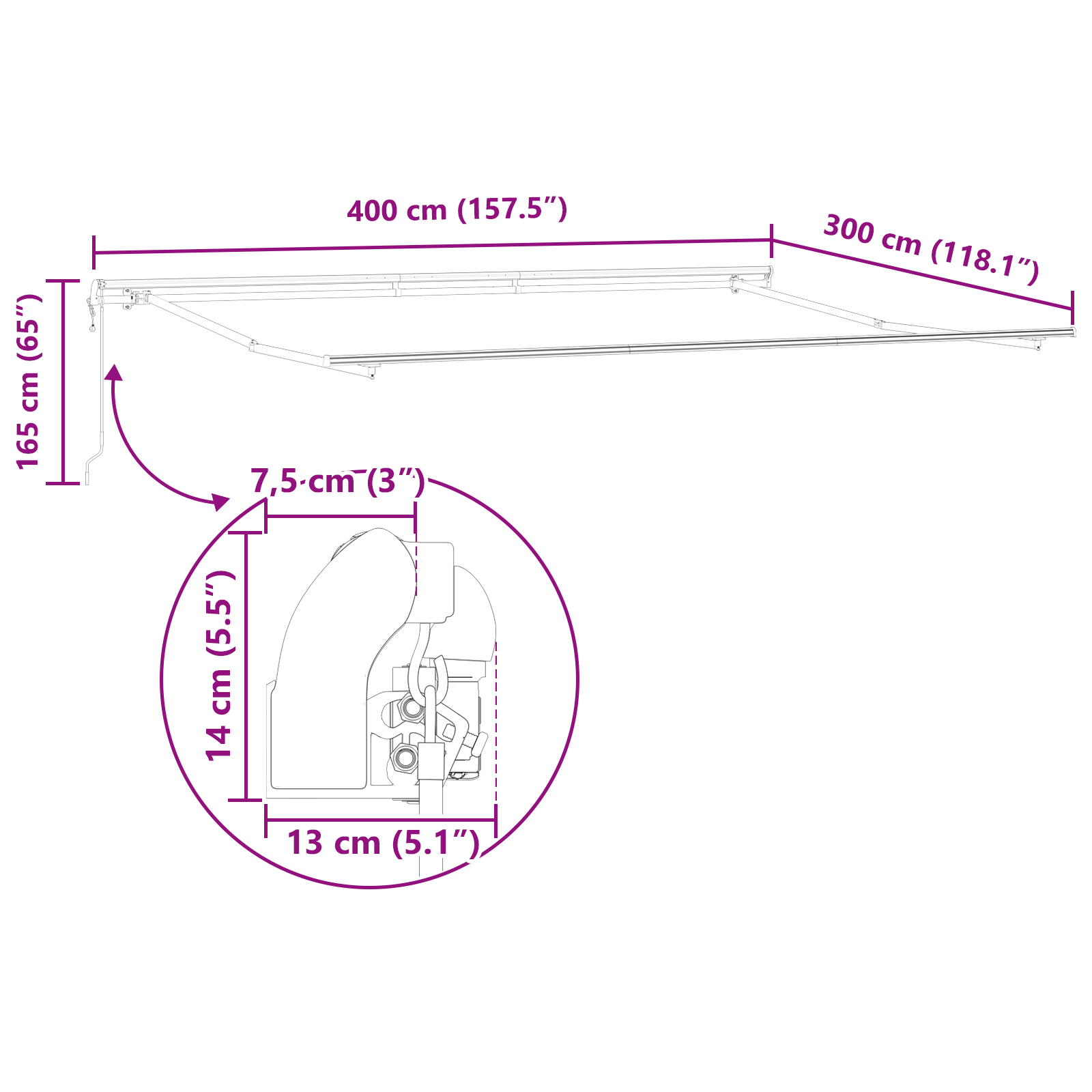Automatisk Uttrekkbar Markise Grønn og Gul 400x300 cm