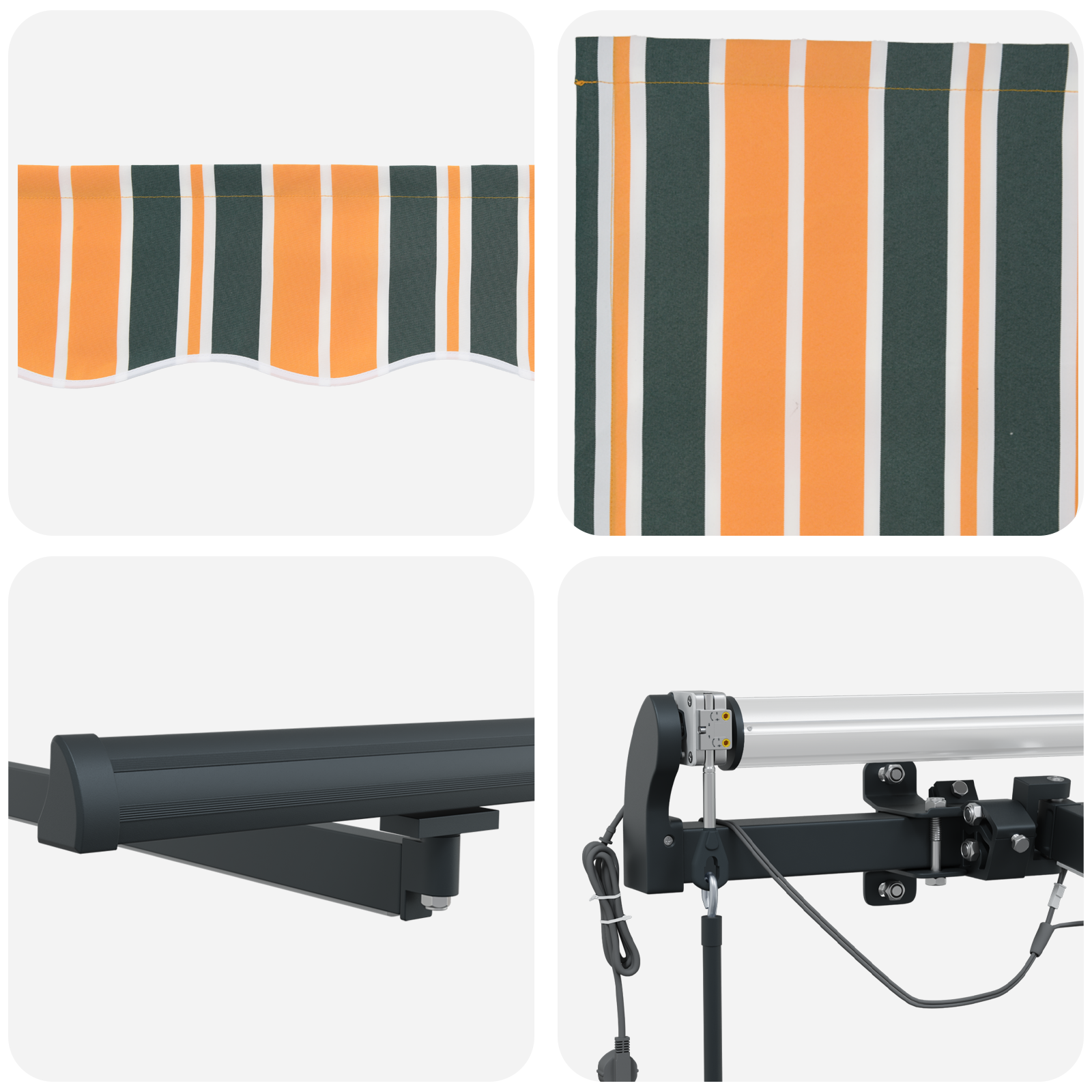 Automatisk Uttrekkbar Markise med LED Grønn og Gul 400x300 cm