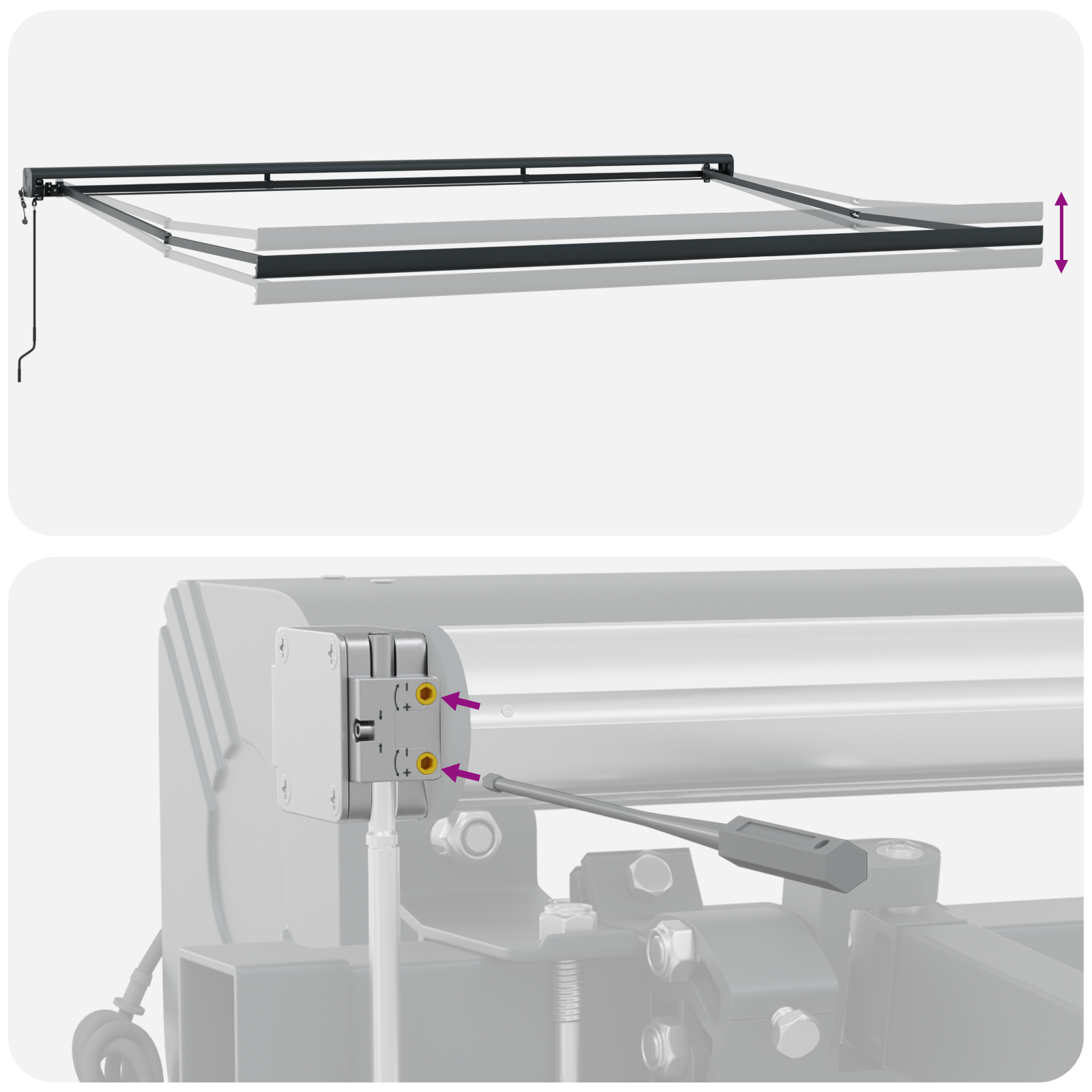 Manuell uttrekkbar markise med LED i gult og oransje 400x350 cm