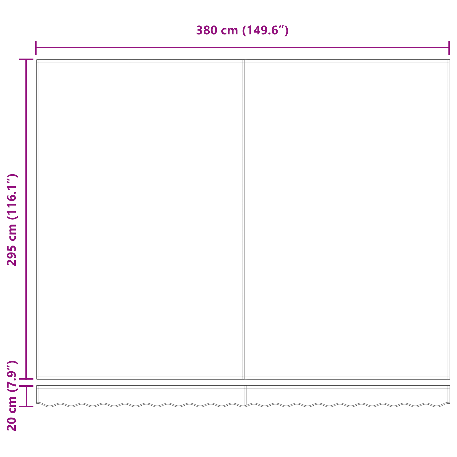 Manuell Uttrekkbar Markise Hvit 400x350 cm