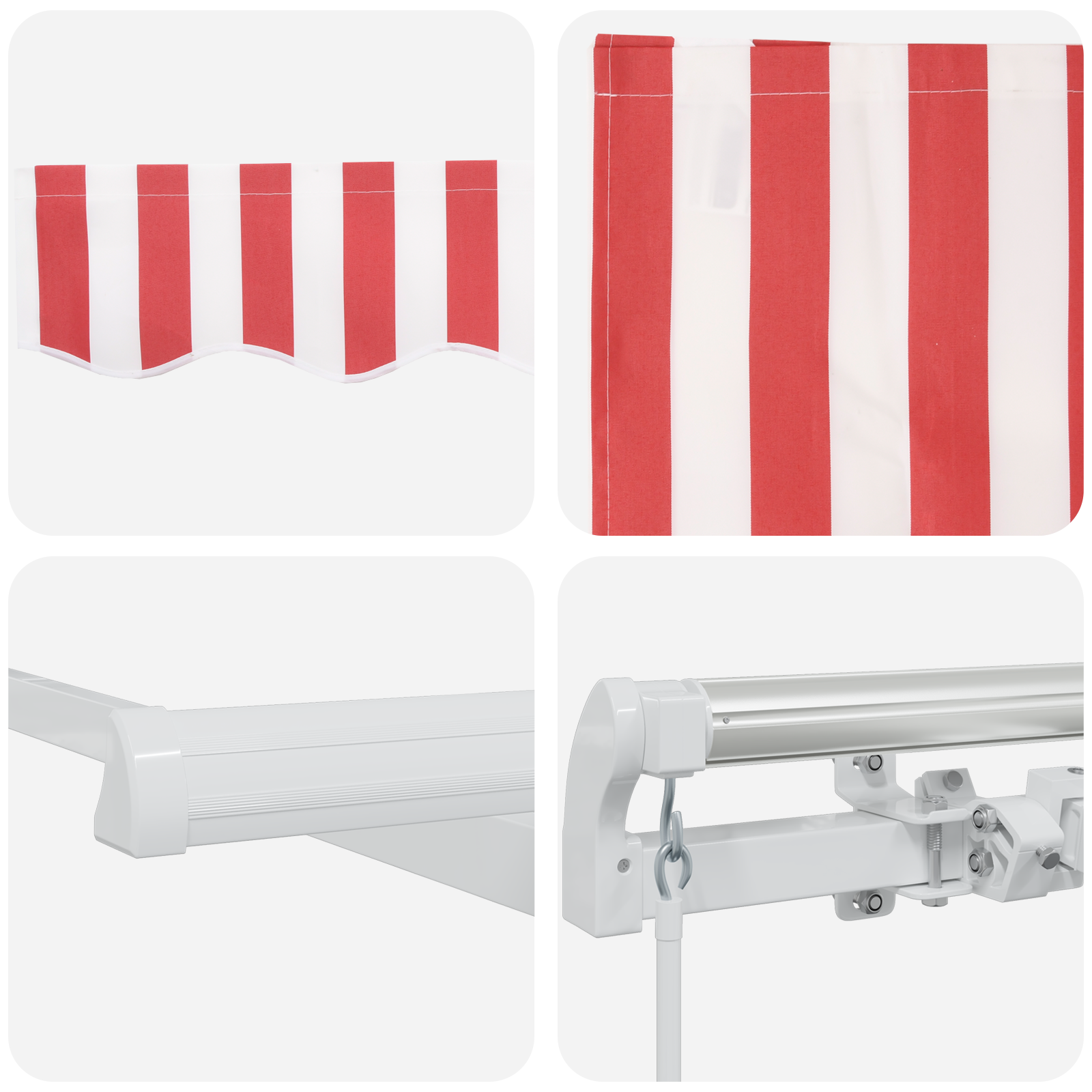 Manual Uttrekkbar Markise Rød og Hvit Stripe 450x350 cm
