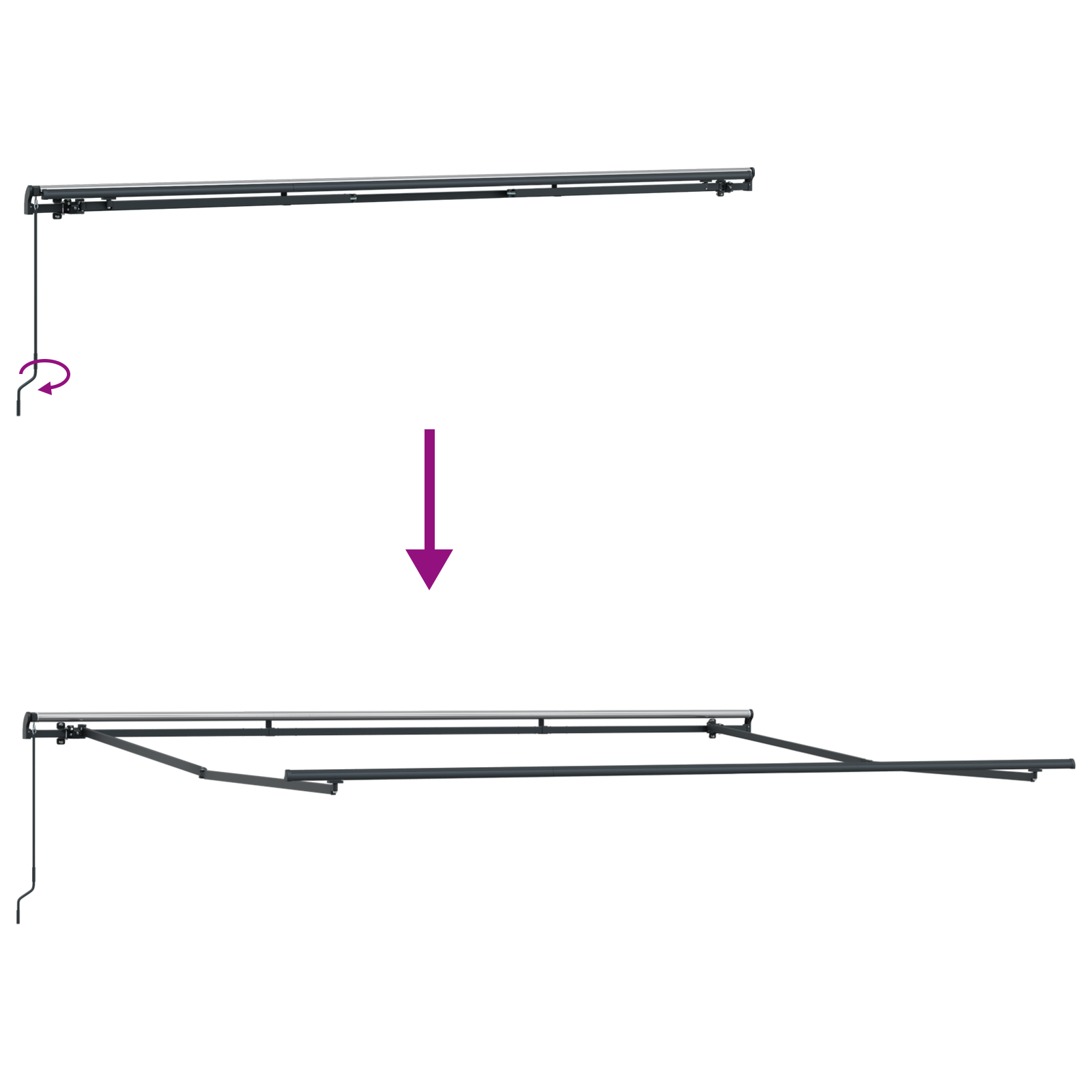 Manuell Uttrekkbar Markise Hvit 500x300 cm