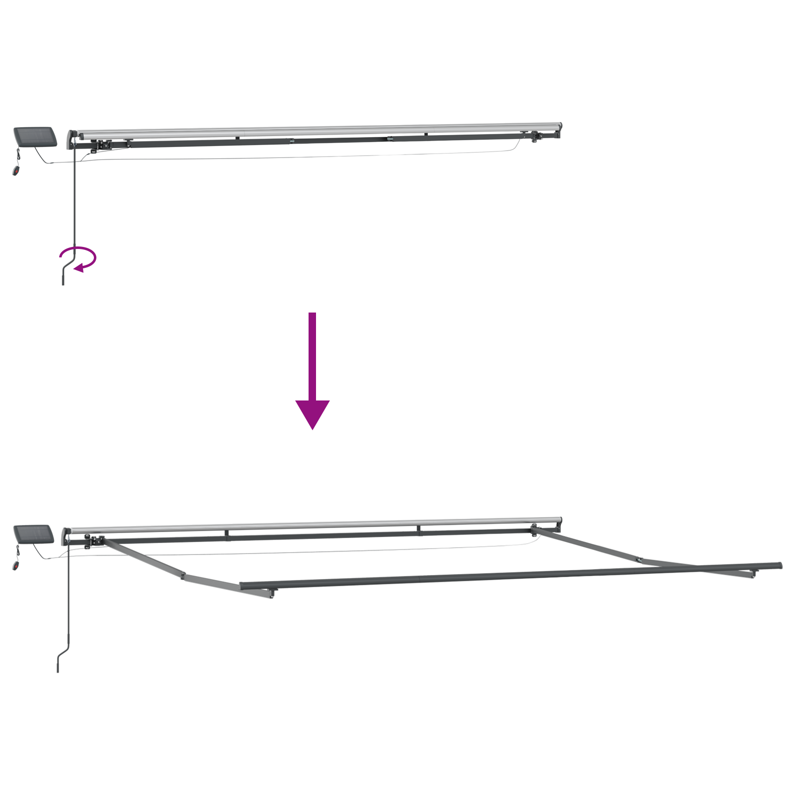 Manuell uttrekkbar markise med LED oransje og brun 500x350 cm