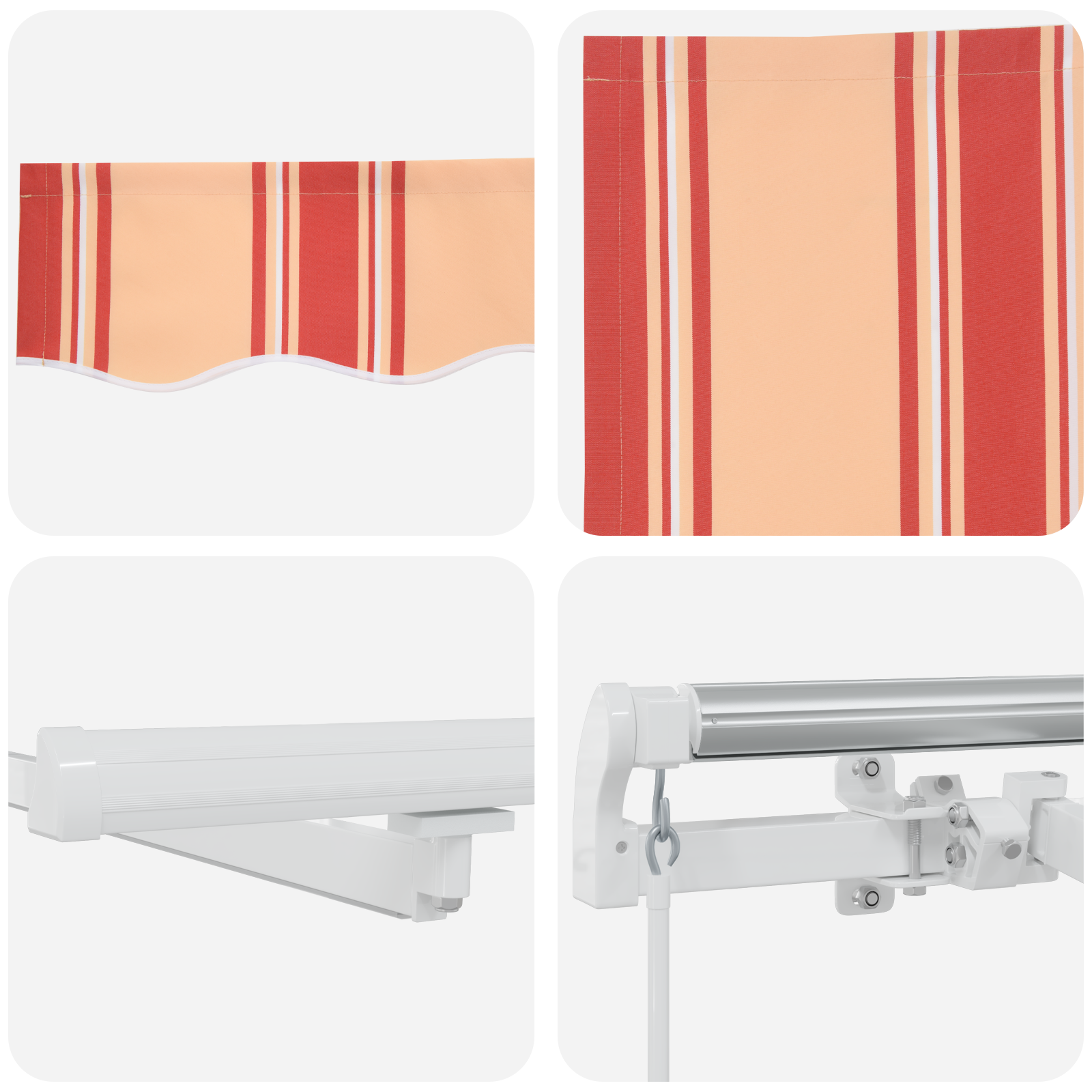 manuell uttrekkbar markise med LED i gul og oransje 500x350 cm