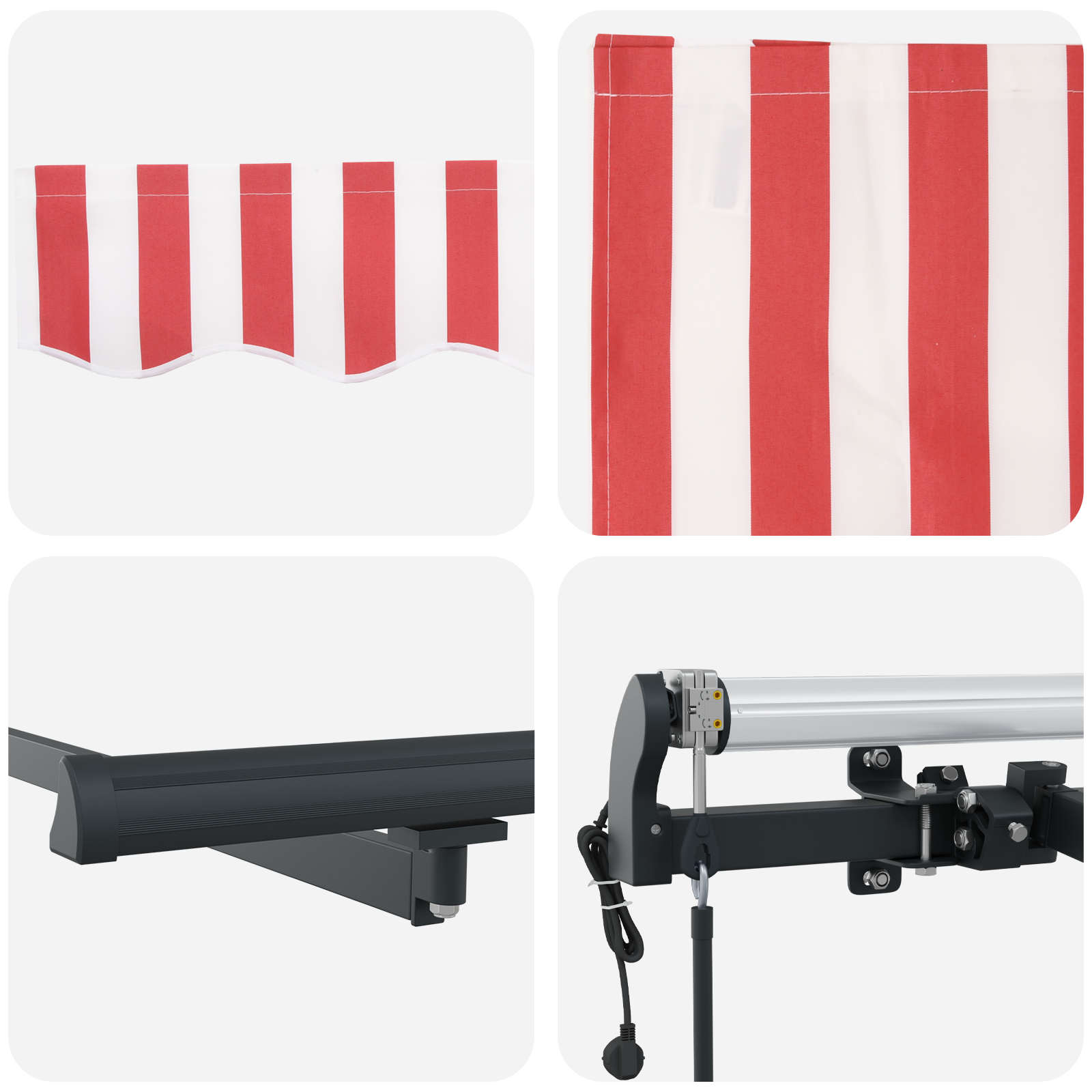 Automatisk Uttrekkbar Markise Rød og Hvit Stripe 600x300 cm