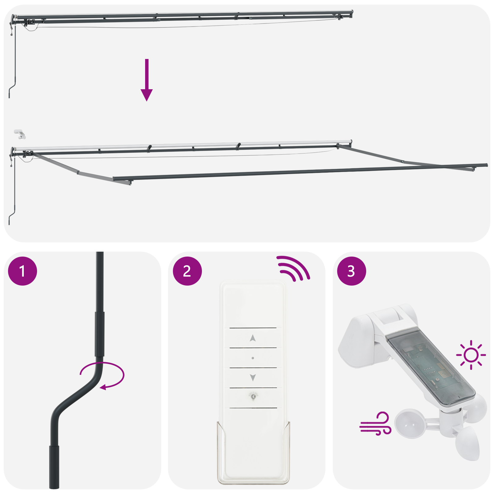 Automatisk Uttrekkbar Markise med LED Rød og Hvit Stripete 600x300 cm
