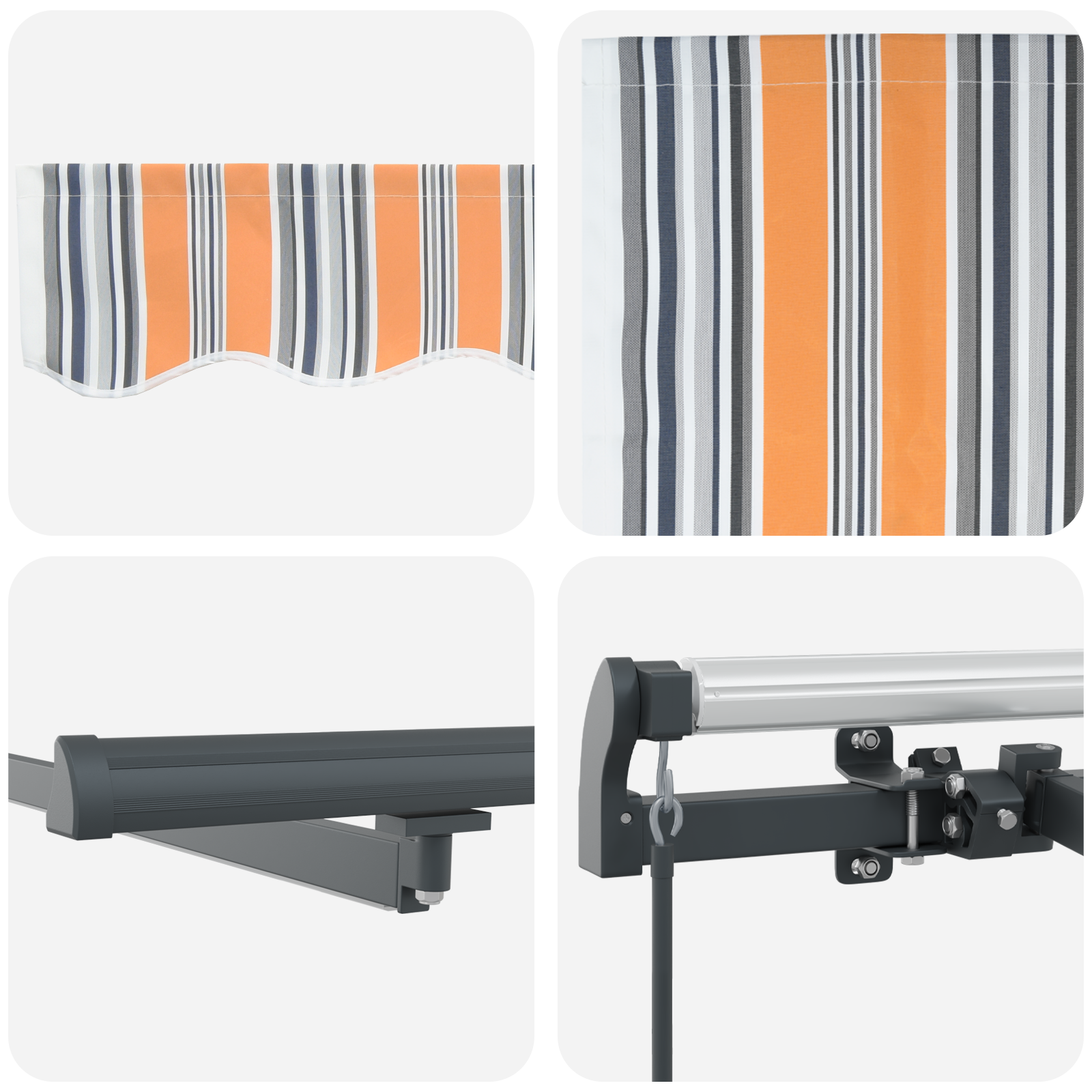 manuell uttrekkbar markise med LED flerfarget stripe 600x300 cm