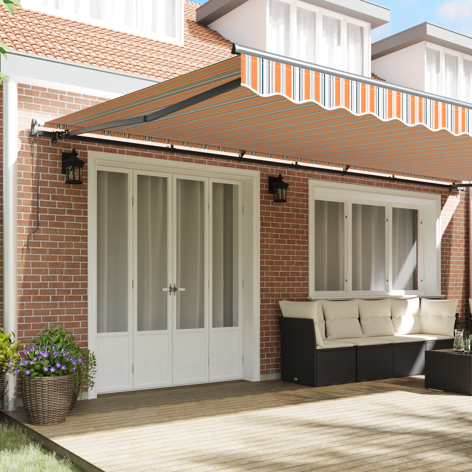 Automatisk Uttrekkbar Markise Stripete 600x300 cm