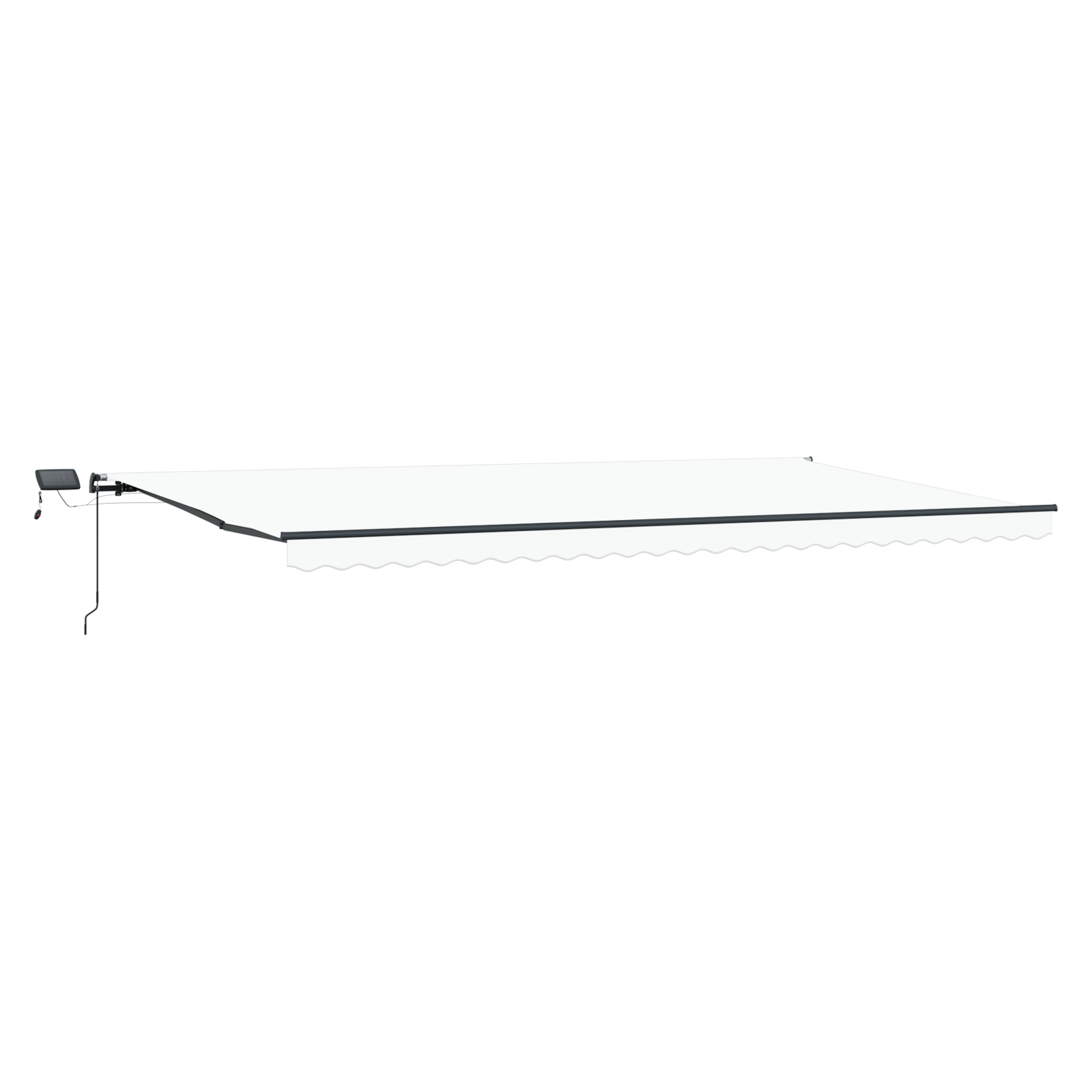manuell uttrekkbar markise med LED hvit 600x300 cm