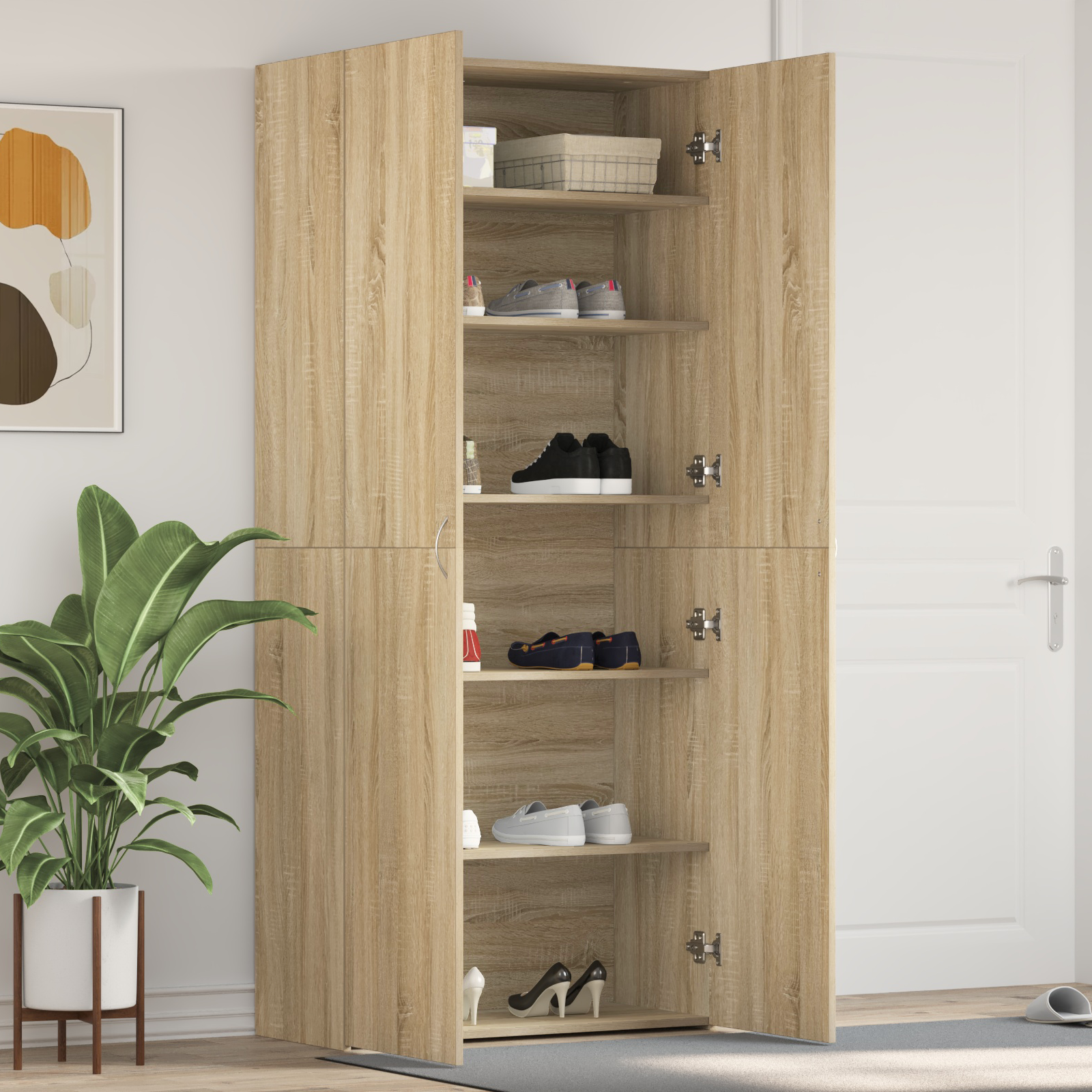 Skohylle Sonoma Eik 80x35,5x180 cm Konstruert tre