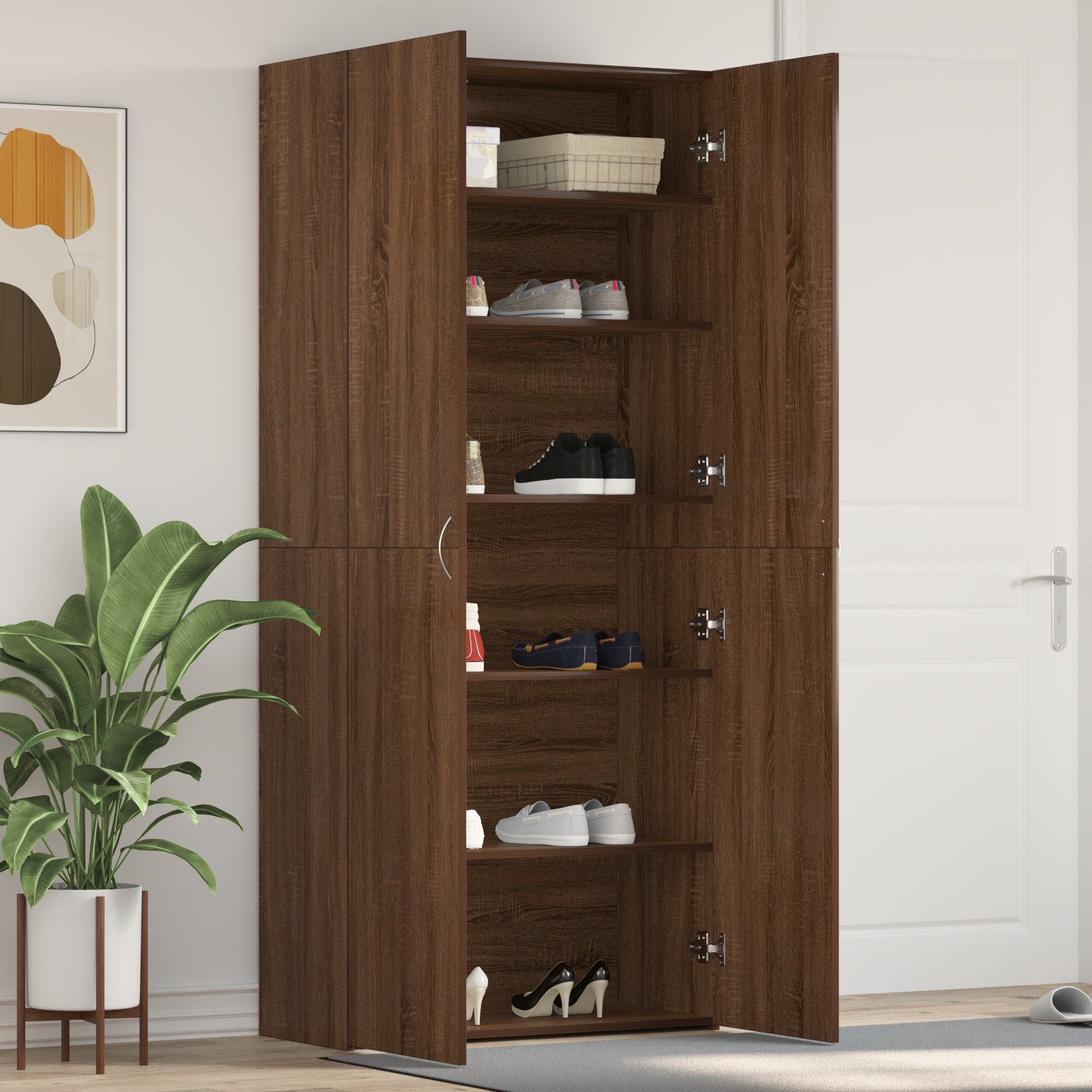 Skohylle Brun Eik 80x35,5x180 cm Konstruert Tre