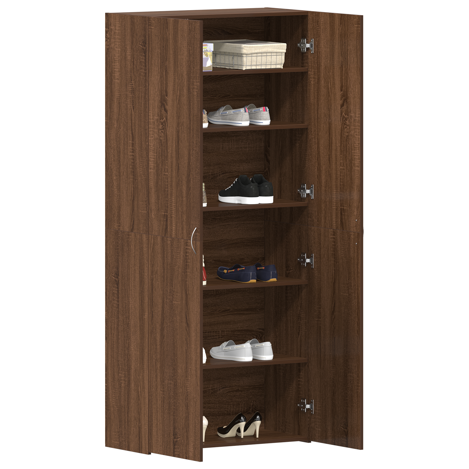 Skohylle Brun Eik 80x35,5x180 cm Konstruert Tre