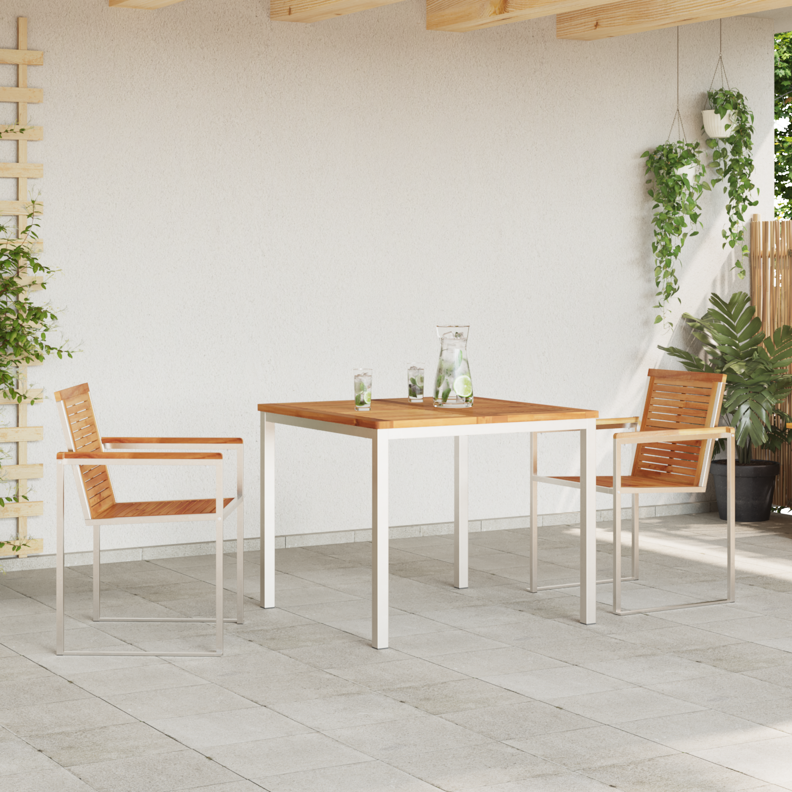 3 Delt Hage Spisestue Set Solid Tre Teak