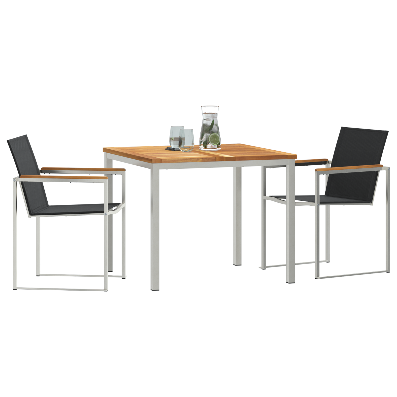 3-delt hage spisebord sett i solid teak