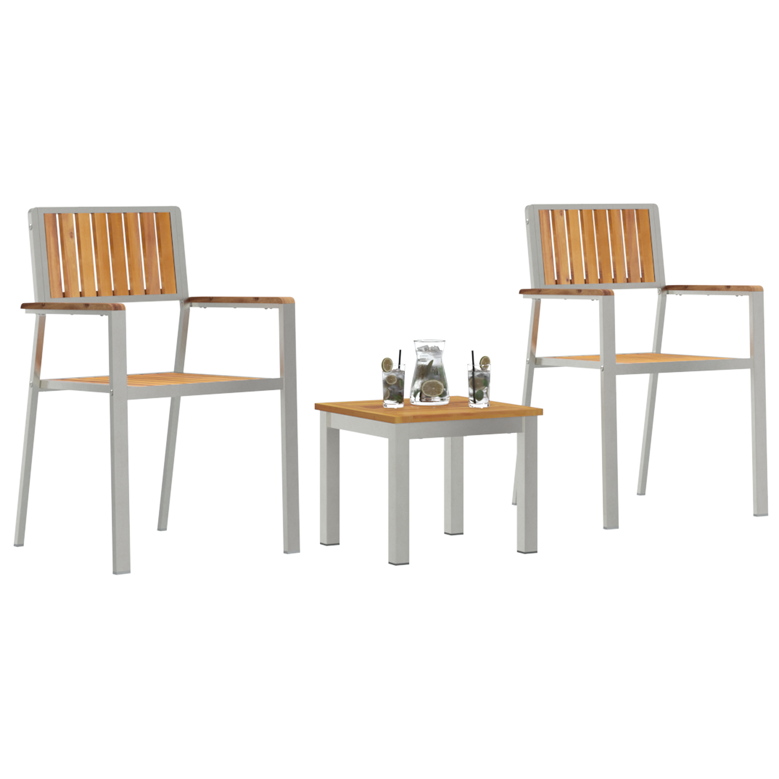 3 deler Hagemøbel sett Solid Tre Teak