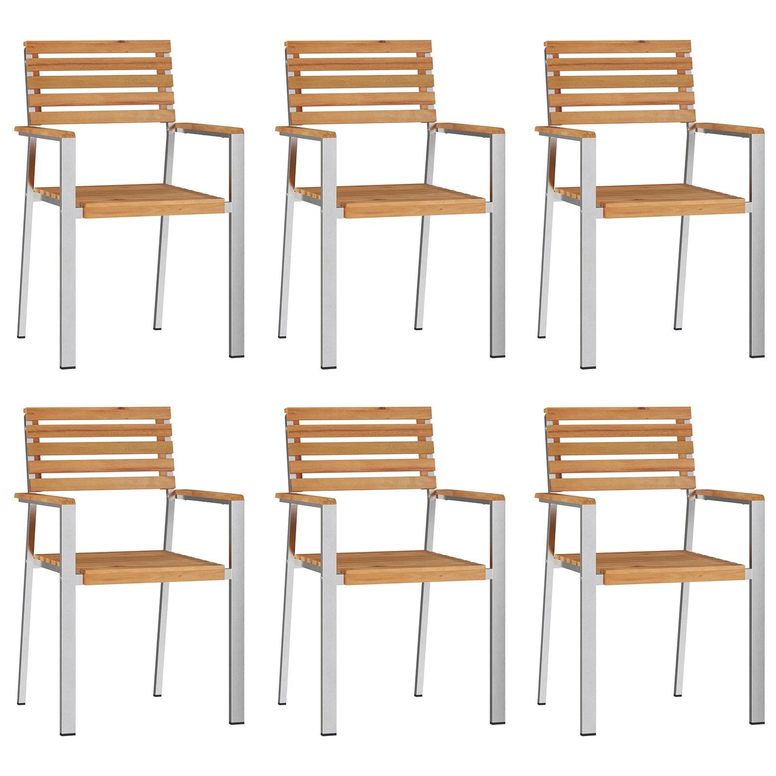 Hagemøbler 6 stk 54.5x56x89 cm Solid Teak