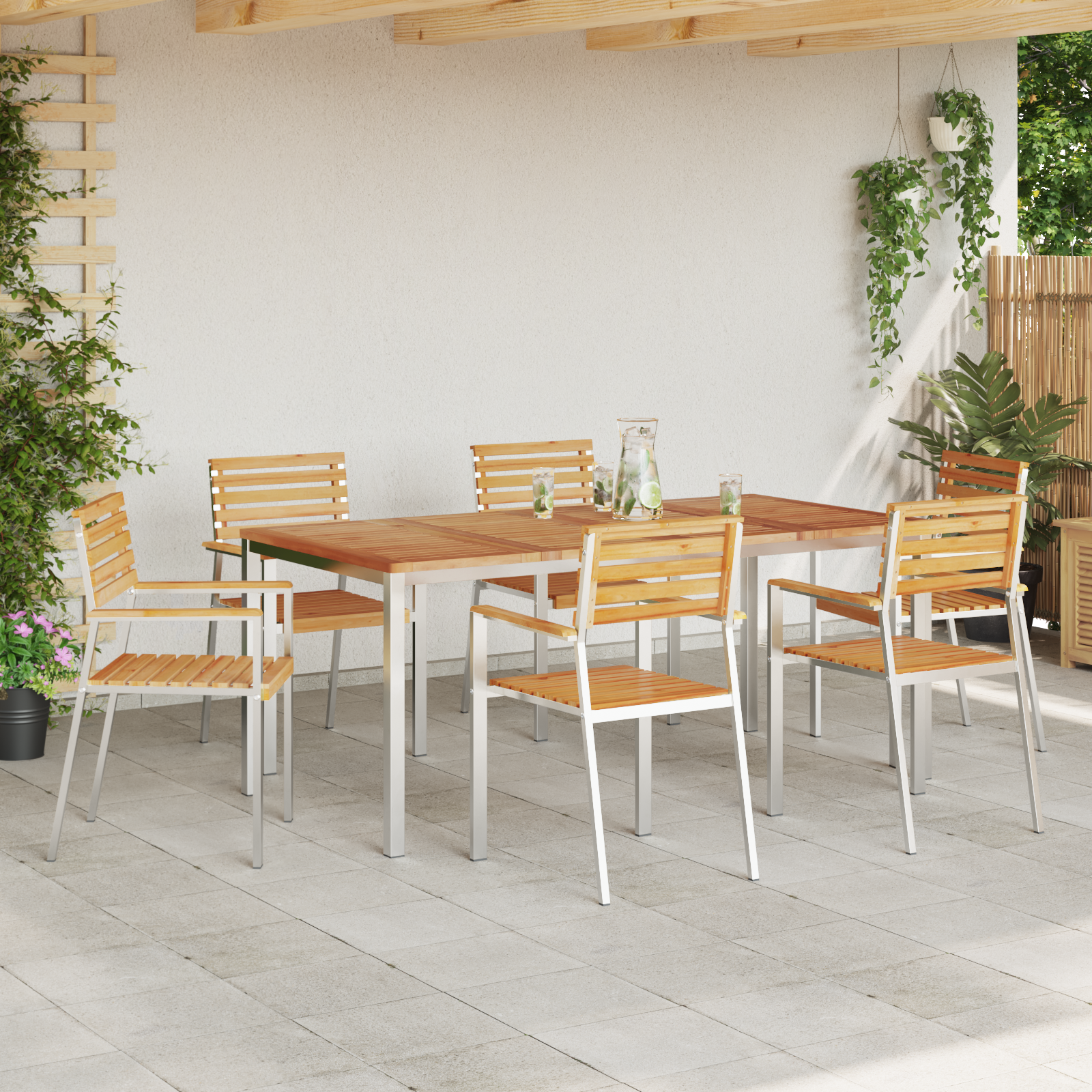 Hagemøbler 6 stk 54.5x56x89 cm Solid Teak
