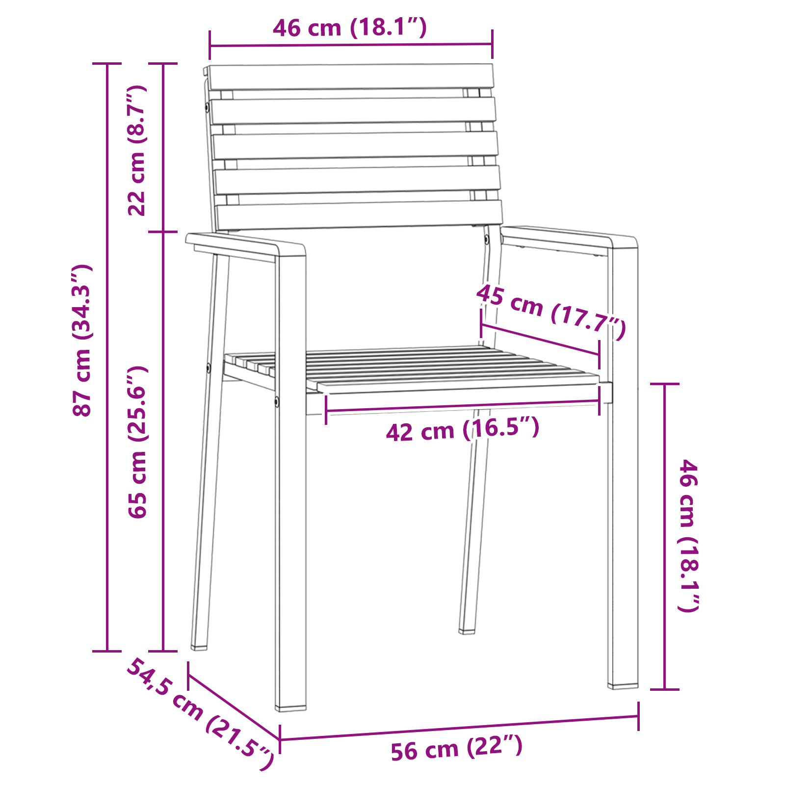 Hagemøbler 6 stk 54.5x56x89 cm Solid Teak