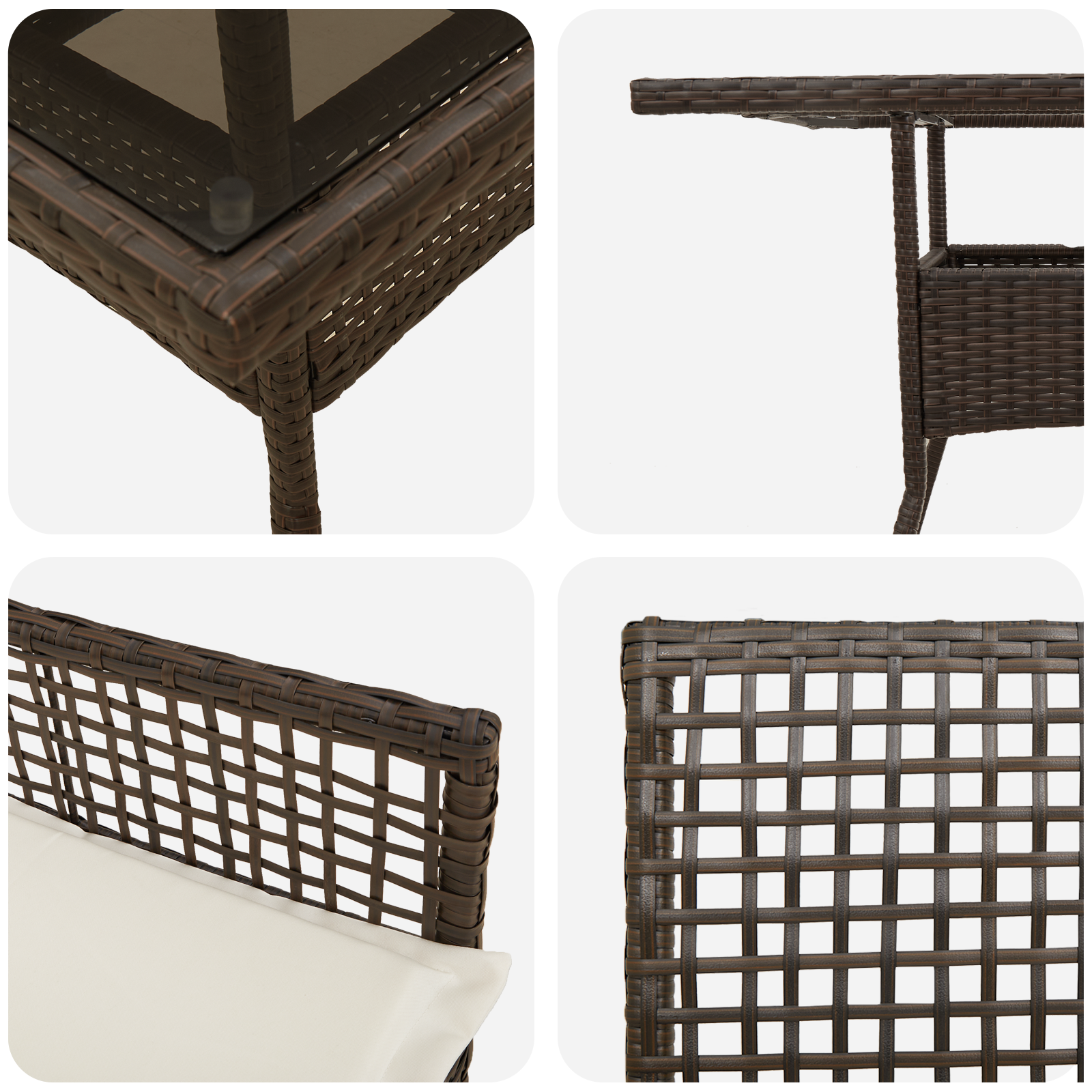 3 Delt Hage Spisebordsett Brun Poly Rattan