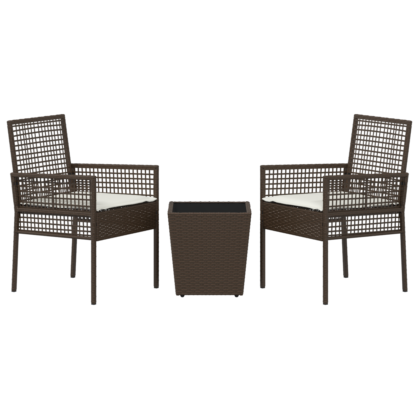3-delers hagebistrosett med puter brun polyrotting