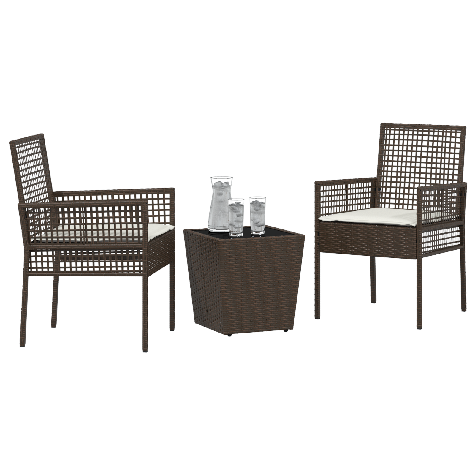 3-delers hagebistrosett med puter brun polyrotting