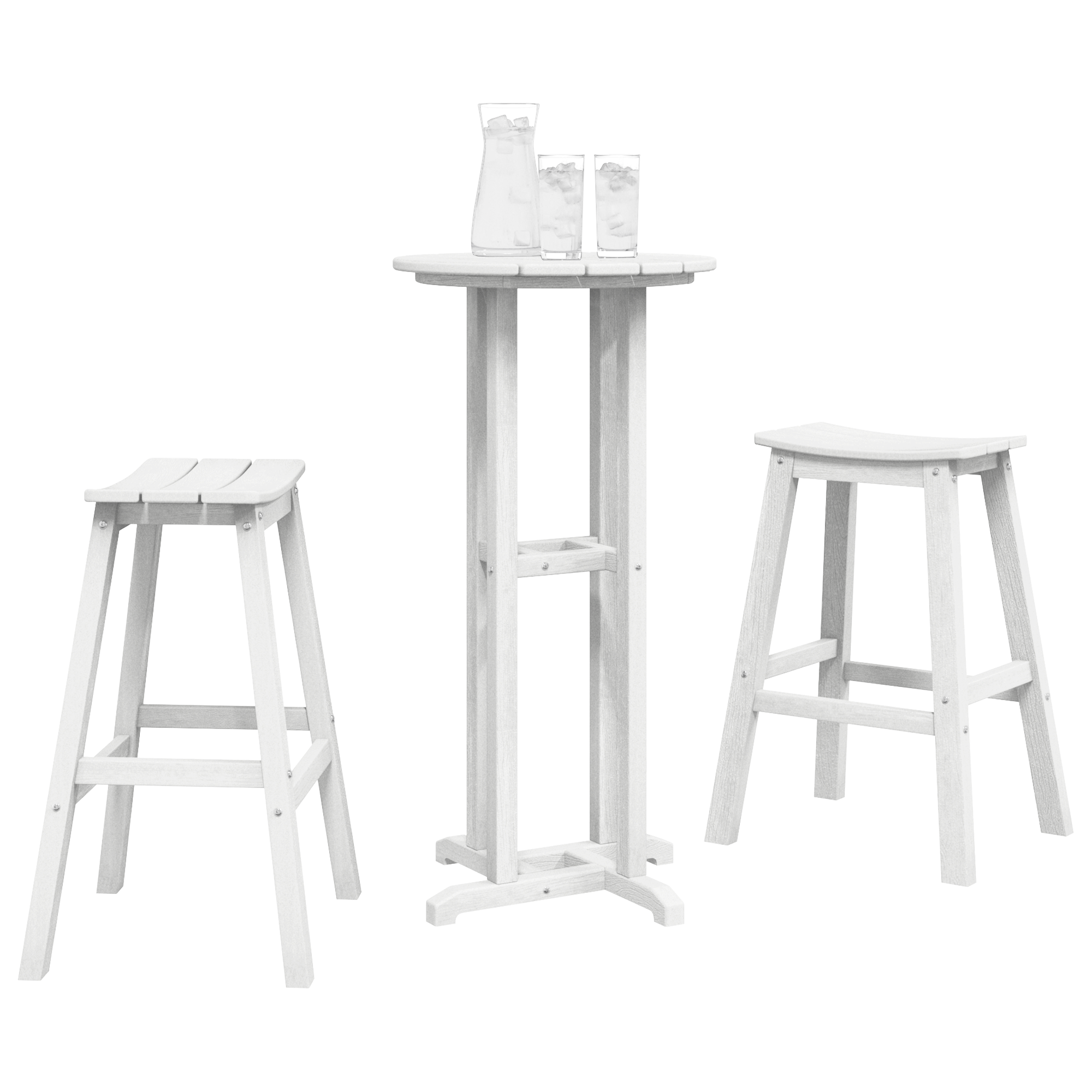 3-delt hagebar-sett hvit HDPE