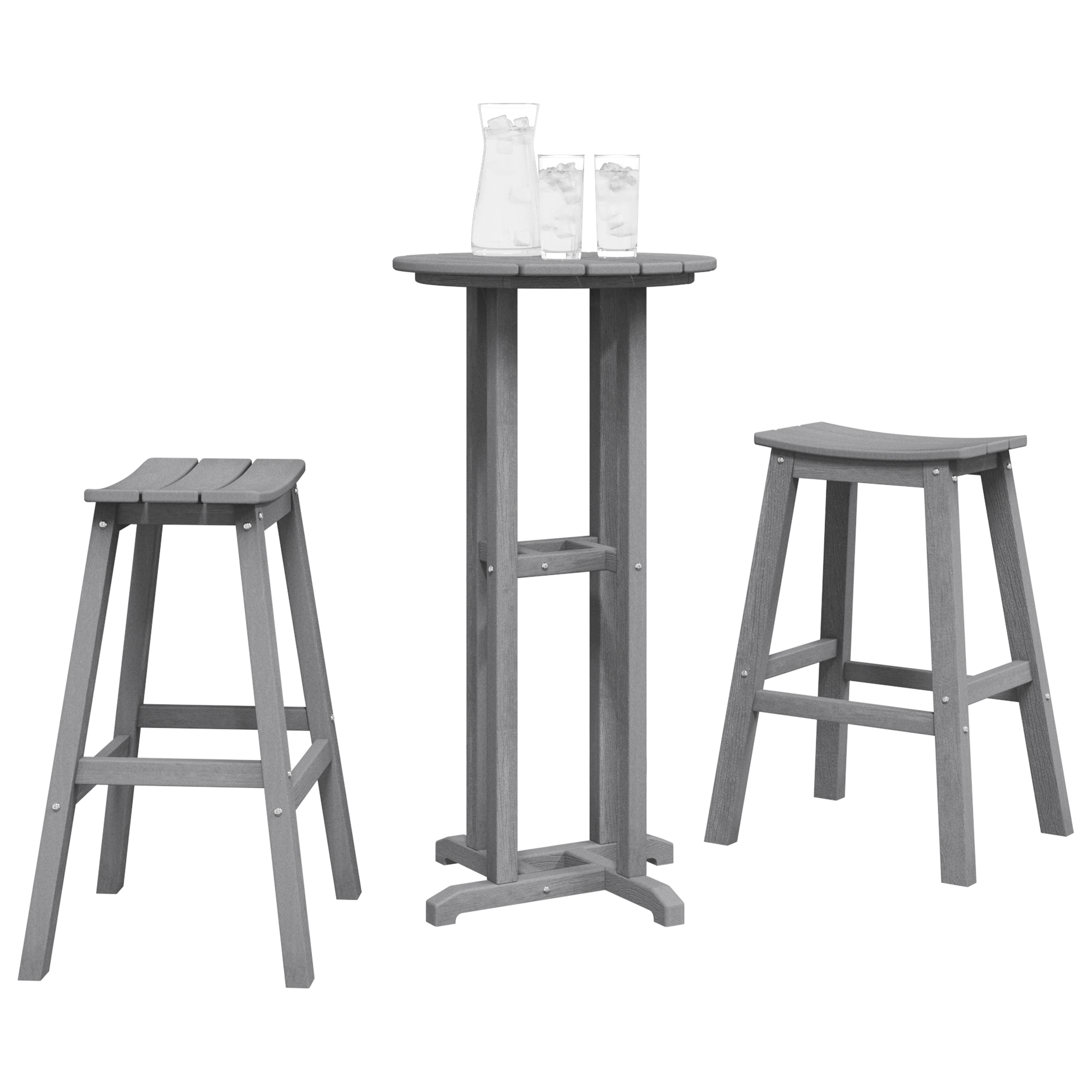 3-delt hagebarsett Lysegrå HDPE