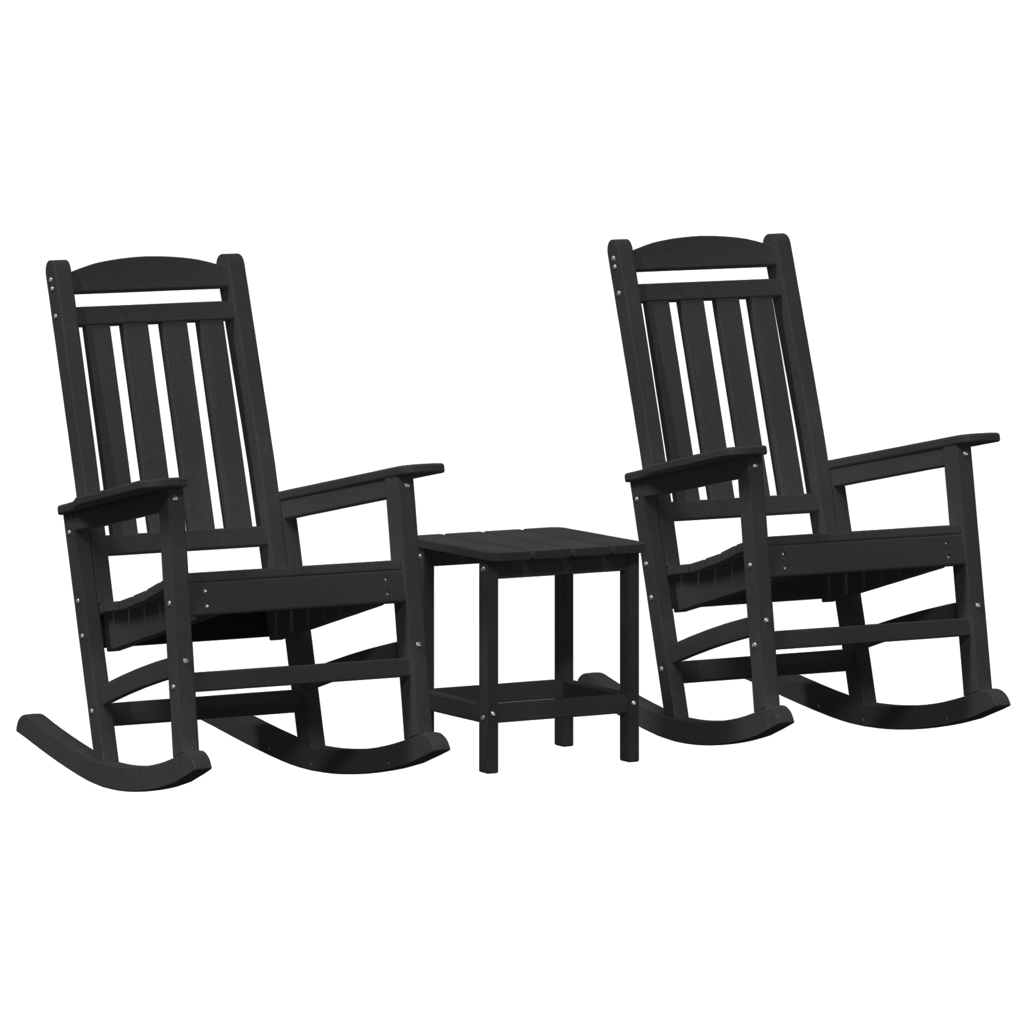 3-delt Hage Lounge Sett Svart HDPE