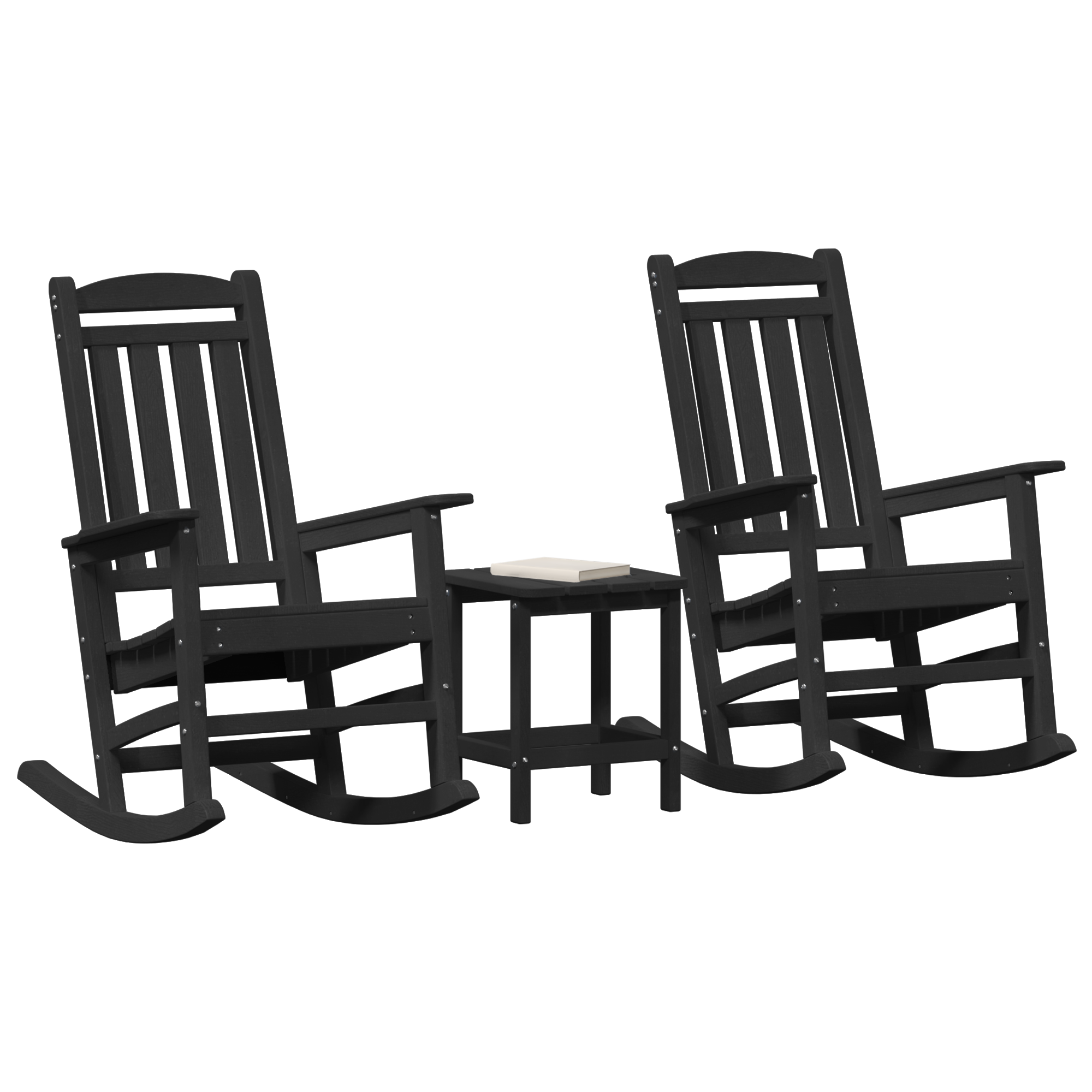 3-delt Hage Lounge Sett Svart HDPE