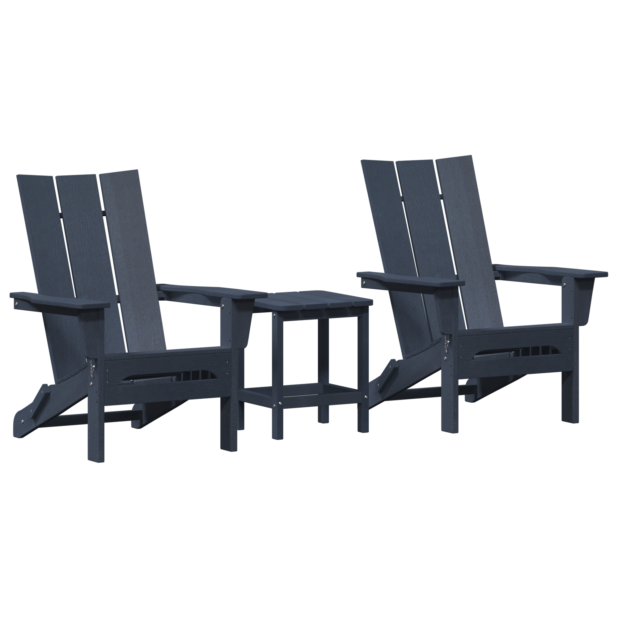 3-delers hage lounge-sett marineblå HDPE