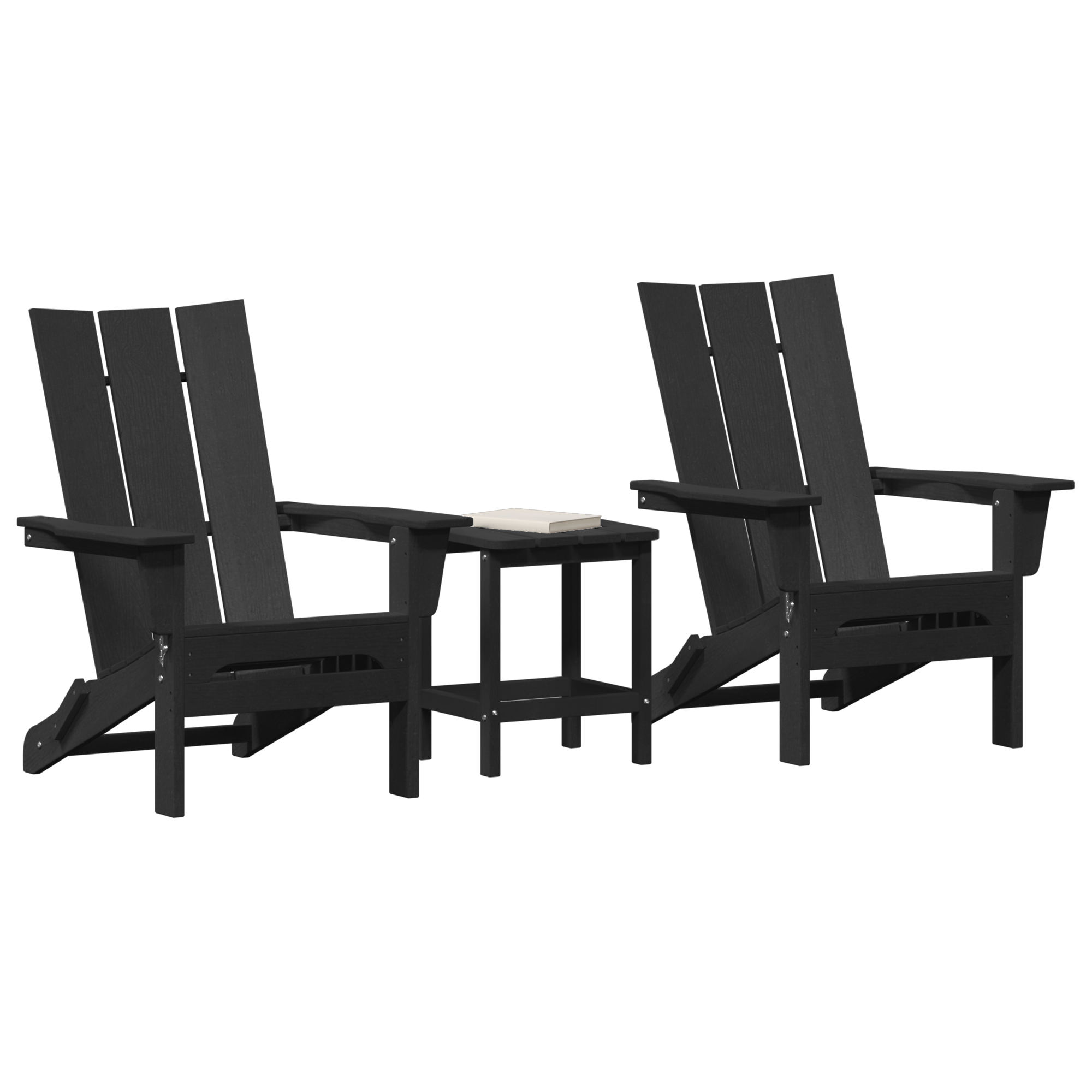 3-delt hage lounge sett svart HDPE