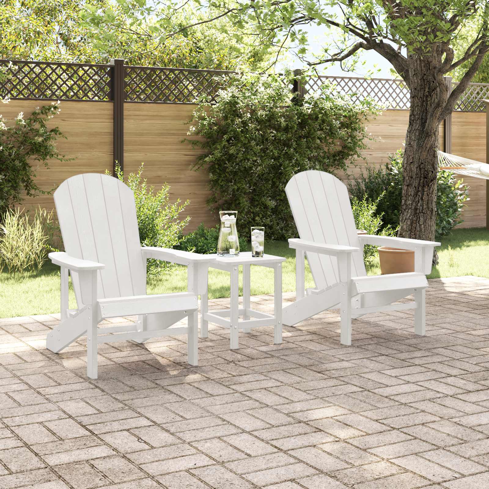 3-delt hage lounge-sett Hvit HDPE