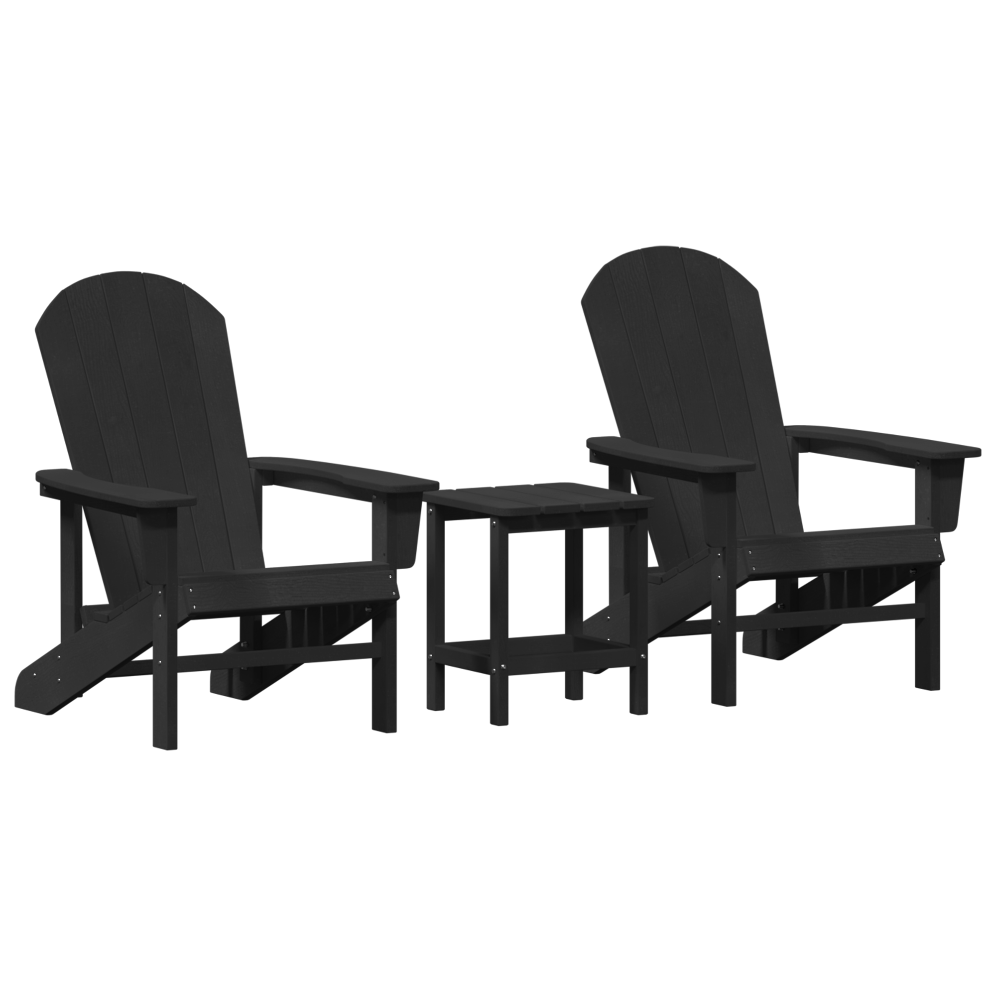 3-delt hage lounge-sett svart HDPE