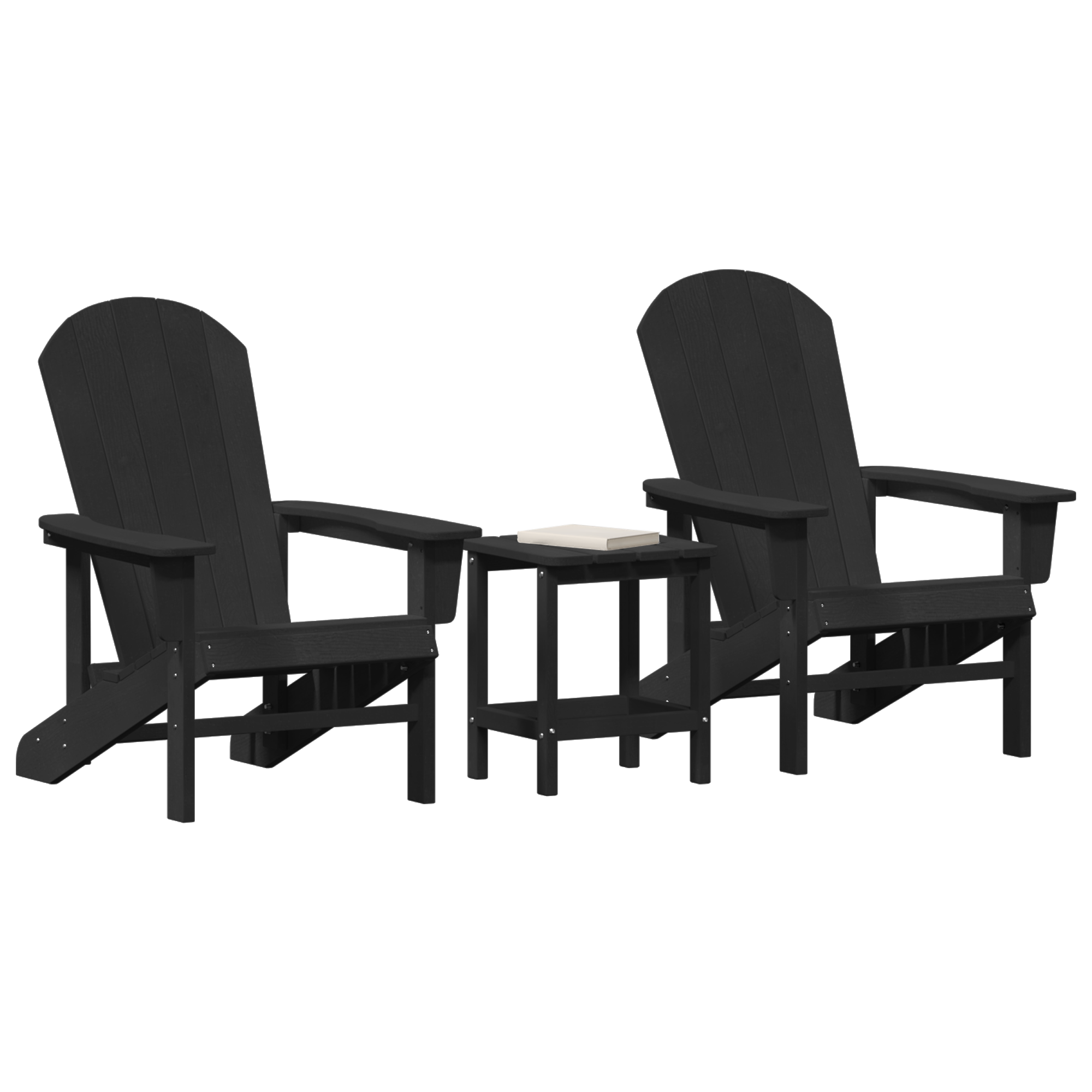 3-delt hage lounge-sett svart HDPE