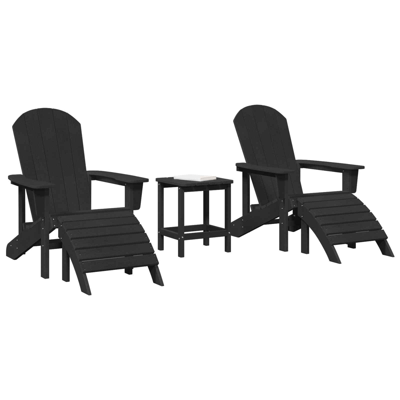 3 Delt Hage Lounge Sett Svart HDPE