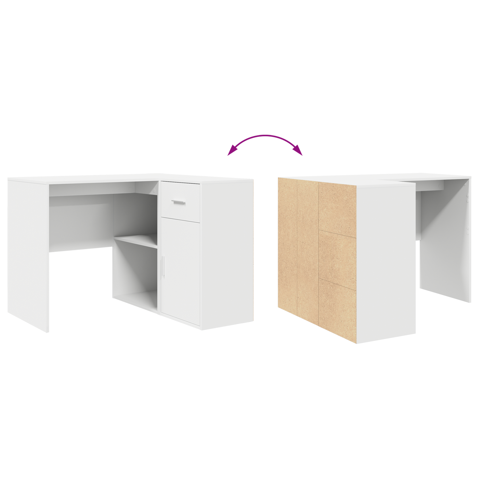 Hjørneskrivebord Hvit 102x88x75 cm Konstruert Tre