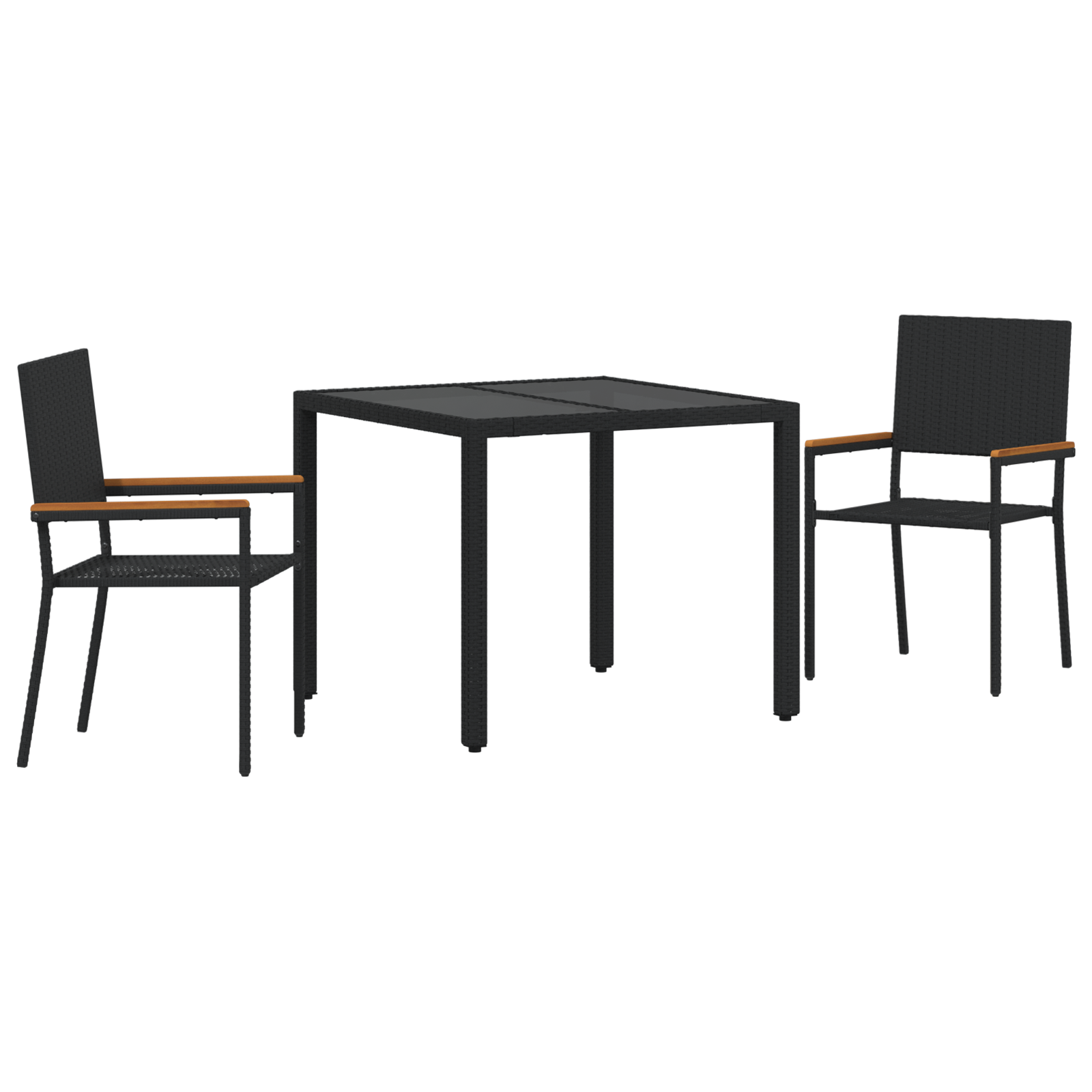 3 deler hagespisestol svart polyrotting
