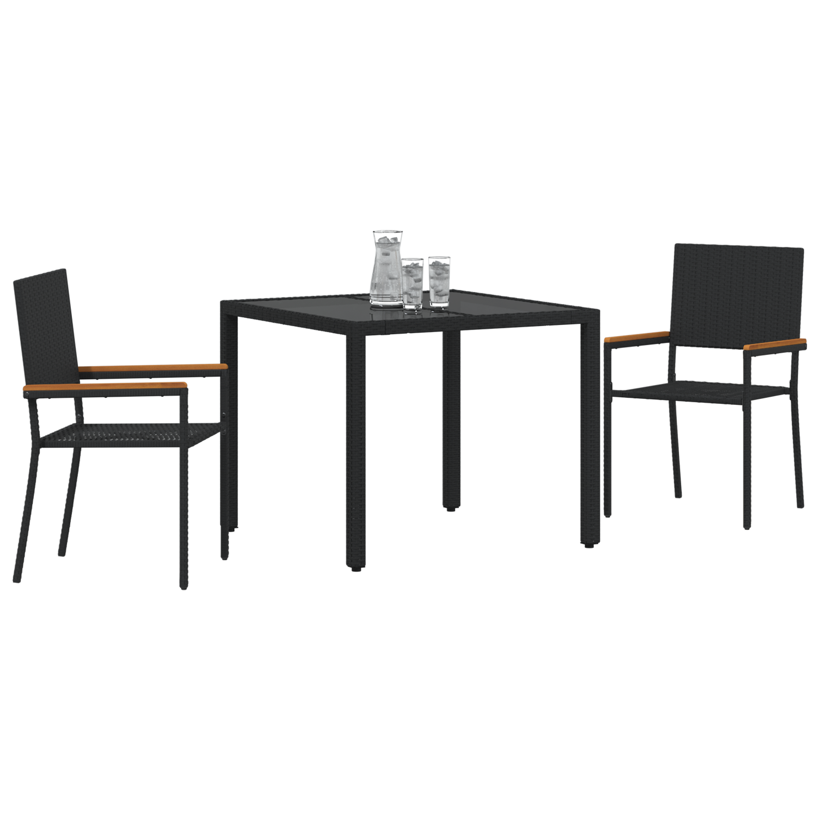 3 deler hagespisestol svart polyrotting