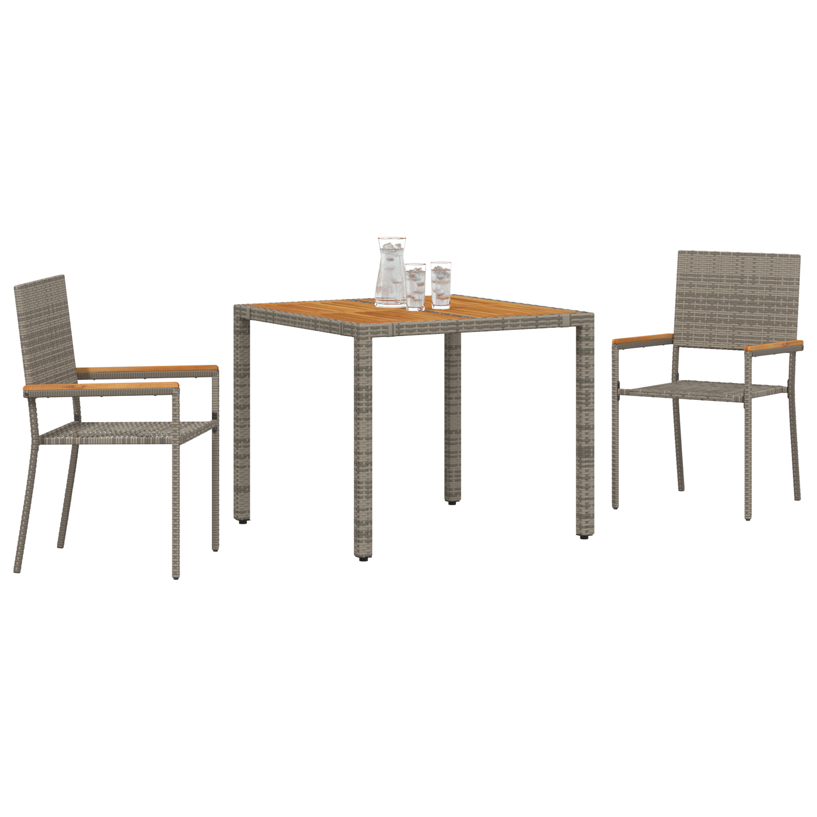 3 Delt Hage Spisegruppe Grå Poly Rattan