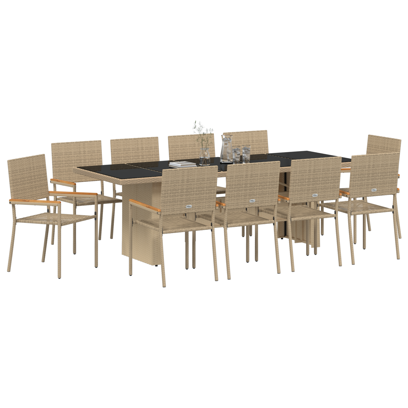 11-dels Hagemøbelsett Beige Poly Rattan