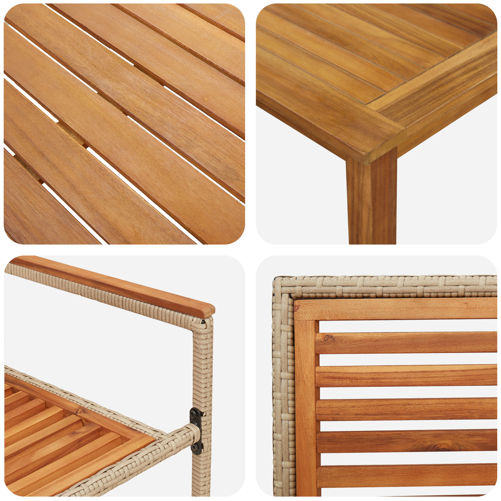 3-delt hagemiddagssett Beige Poly Rattan Akacia