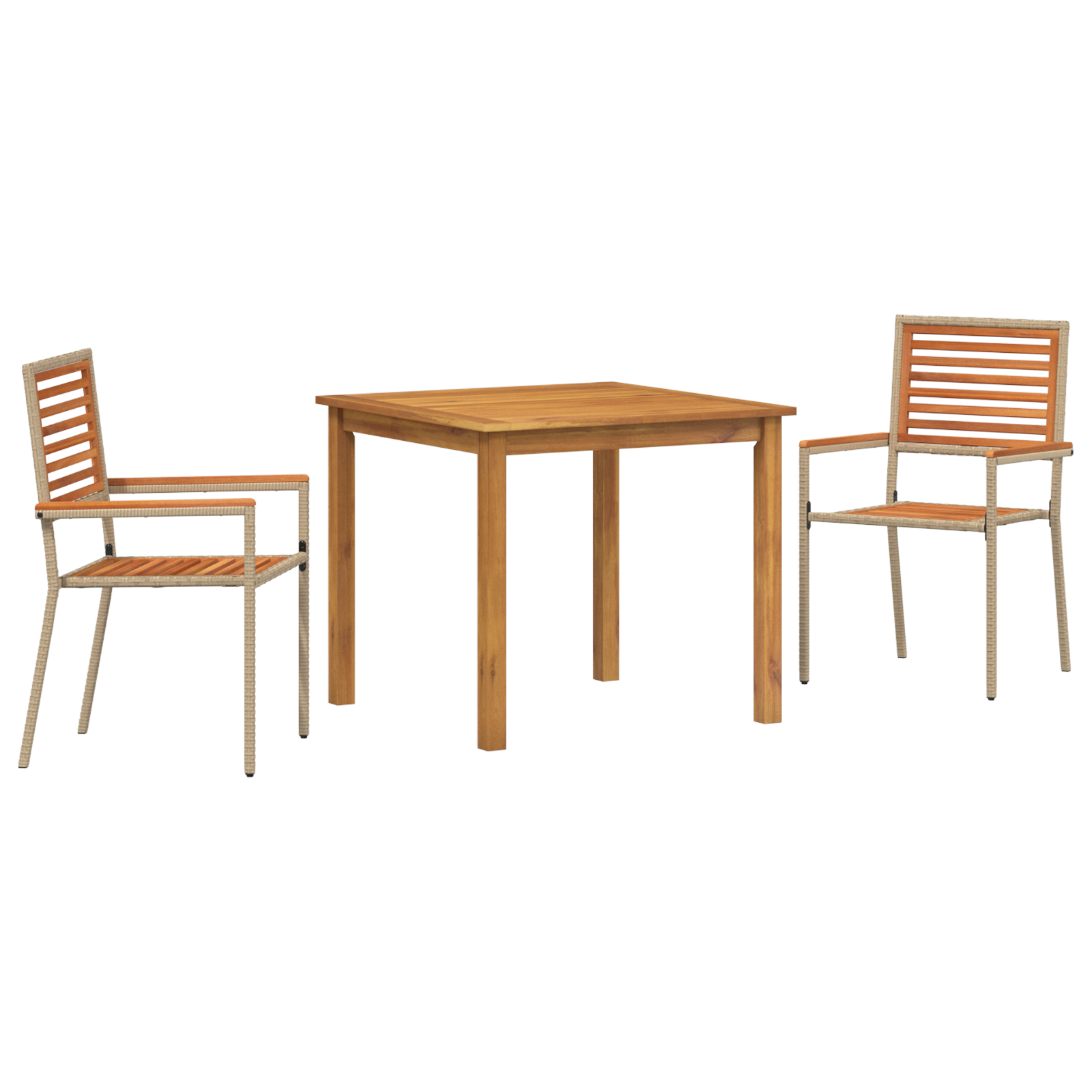 3-delt hagemiddagssett Beige Poly Rattan Akacia